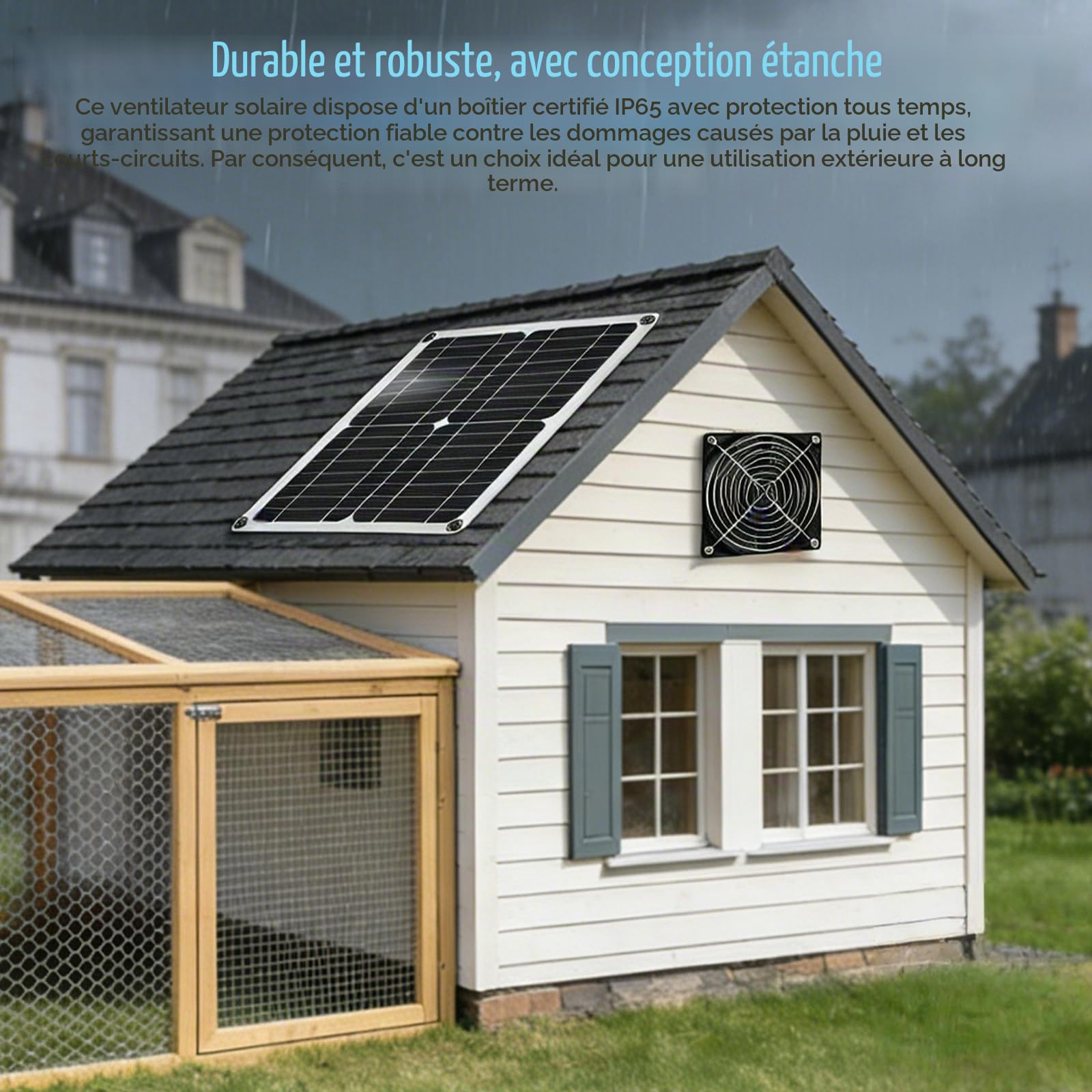 Ventilateur Solaire, Kit de Ventilateur à Panneau Solaire, 12W Ventilateur D'extraction Solaire, Ventilateurs D'échappement Solaire pour Serre, Poulailler, Abri, Niche pour Chien