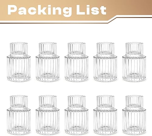 Miniatura 7 de Candelabros cónicos de vidrio 10 piezas de candelabros pequeños a granel para boda, candelabros transparentes estriados, decoración para centro de