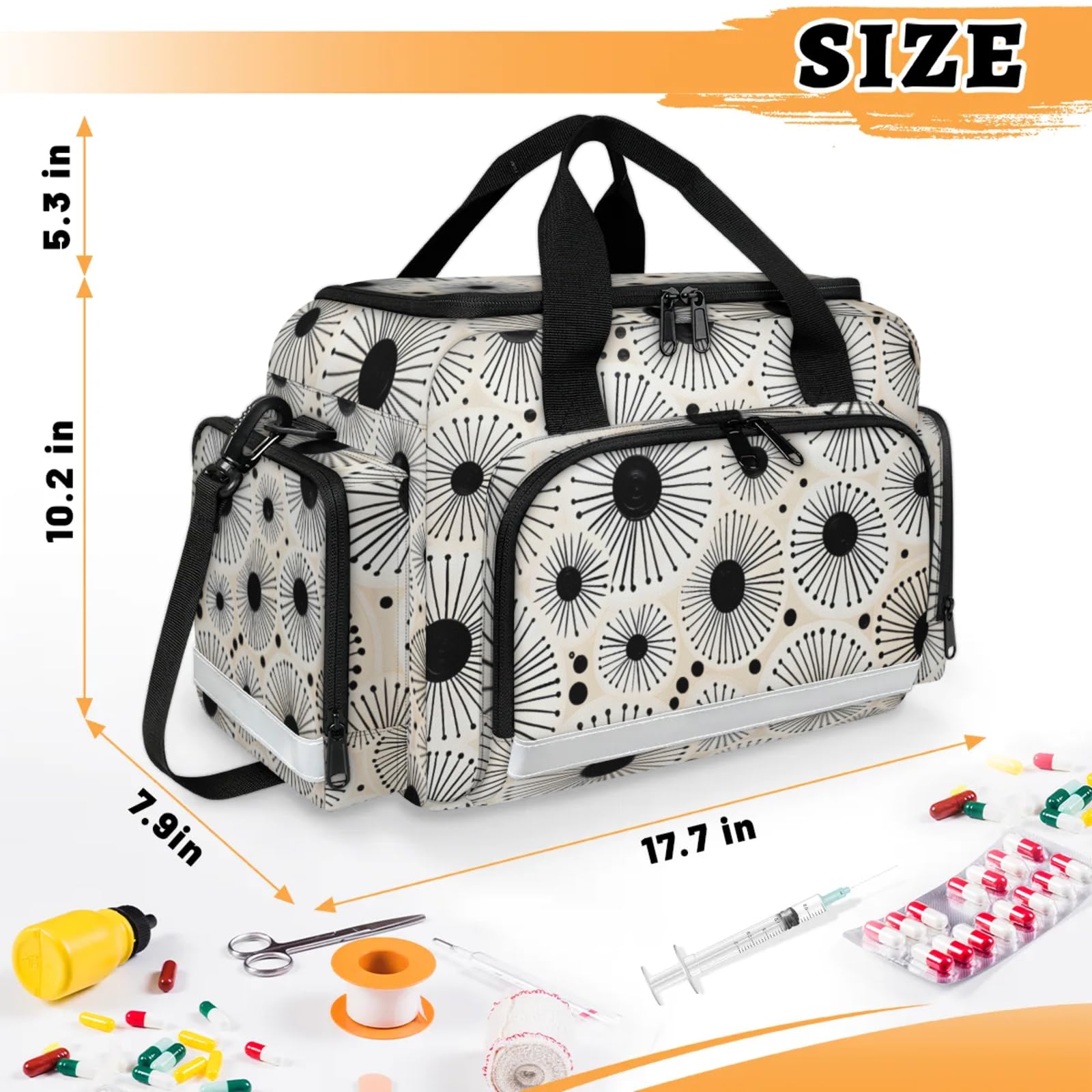 GzLeyigou First Aid Bags Empty, Heroic Aztec Emergency Bag First Aid Kit Multiple Compartment Kit Carrier On Call Trauma Bag For Paramedics Emergency Medical Supplies Kit