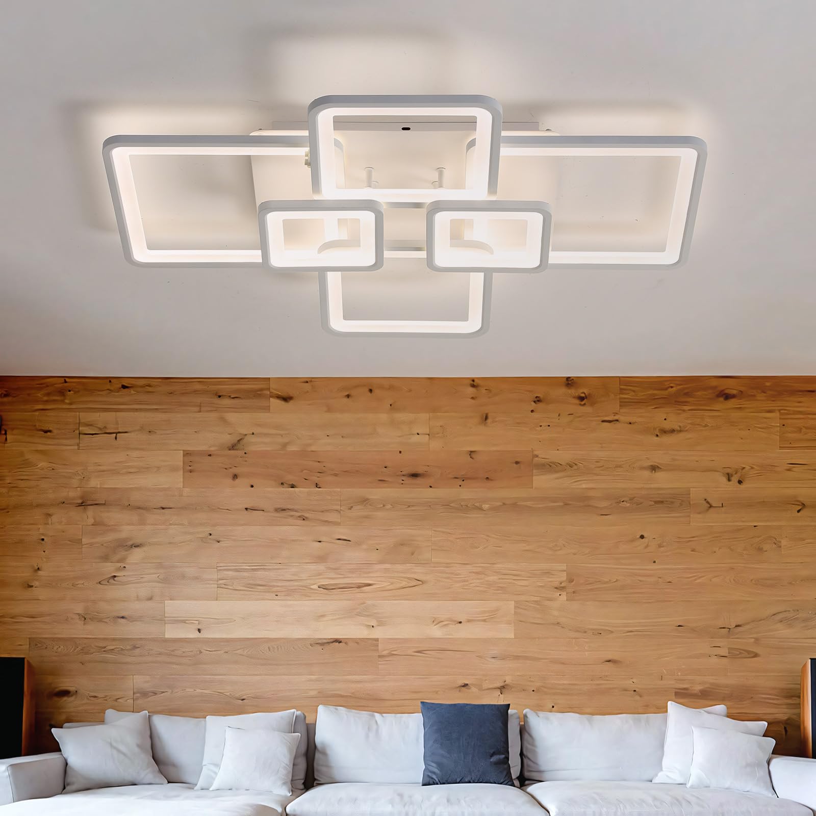 LED Ceiling Lights Living Room Bedroom Dimmable Ceiling Light Remote Control Modern APP 6000K Light Fittings Ceilings 48W Indoor Square Flush Mount for Kitchen, Hallway, Lounge