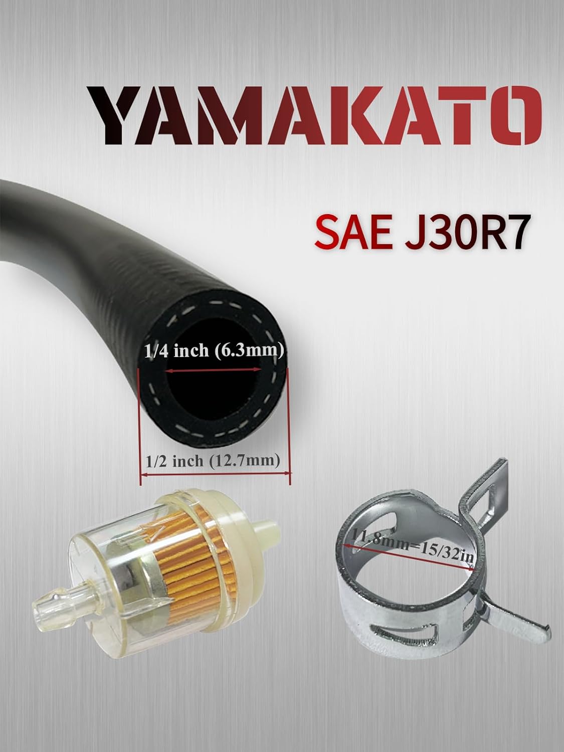 YAMAKATO 1/4 Fuel Hose Line NBR Reinforced SAE J30R7 30 Feet Rubber Tubing