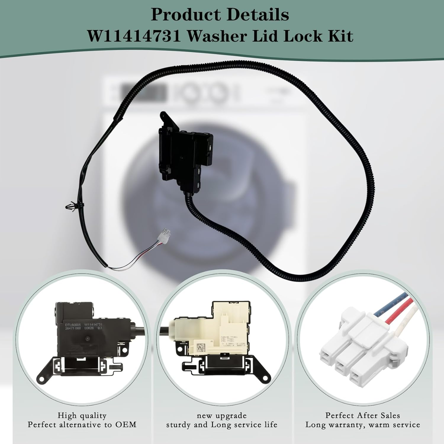 2026 Upgrade W11414731 WTW5010LW0 WTW5057LW0 MVW5430MW0 DTL60003 Washer Lid Lock Replacement OEM Assembly Fit for whirlpool Replace WTW5057LW1 W11513248 DTL6000 WTW5015LW0 WTW5010LW1 WTW5015LW1 Lock