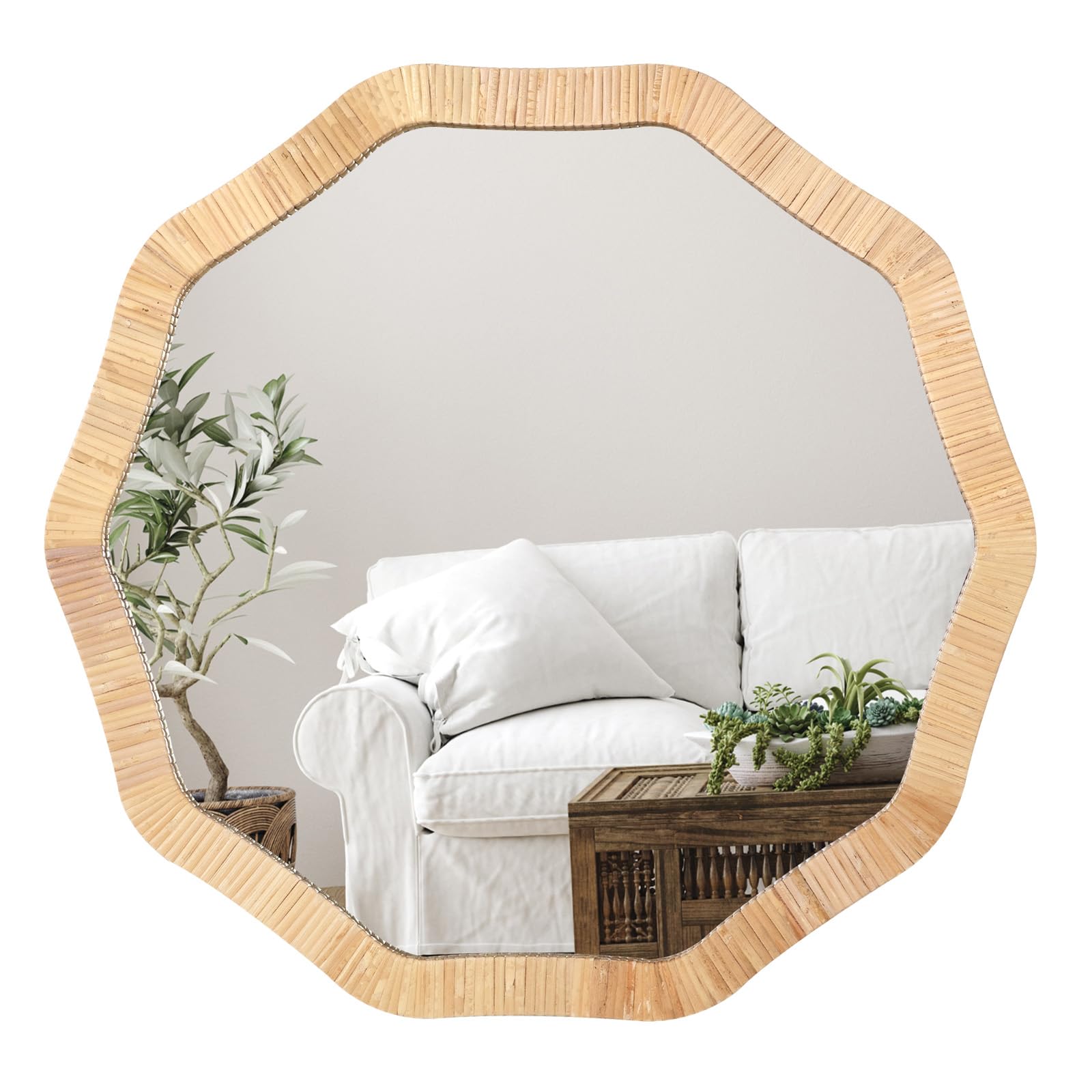 Amazon.com: ULIKE Rattan Wicker Mirror for Bathroom, 30 Inch Boho