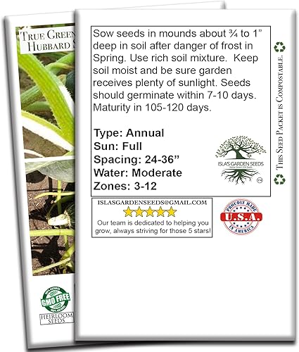 Miniatura 6 de True Green - Semillas de calabaza Hubbard mejoradas para plantar, 25 semillas tradicionales por paquete, semillas de jardín de Isla (semillas de