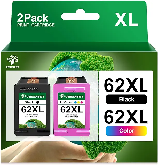 Cartouche d'encre HP Envy 5644 - Remplacement GREENSKY 62XL Noir et Couleur