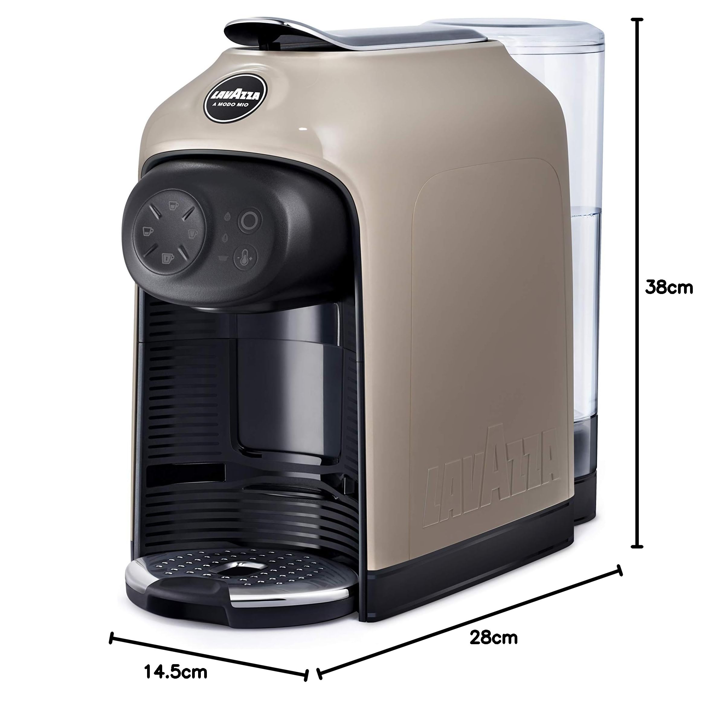Lavazza A Modo Mio Idola Macchina Caffè, Touch, Greige Coffe, 38 x 14.5 x 28 cm