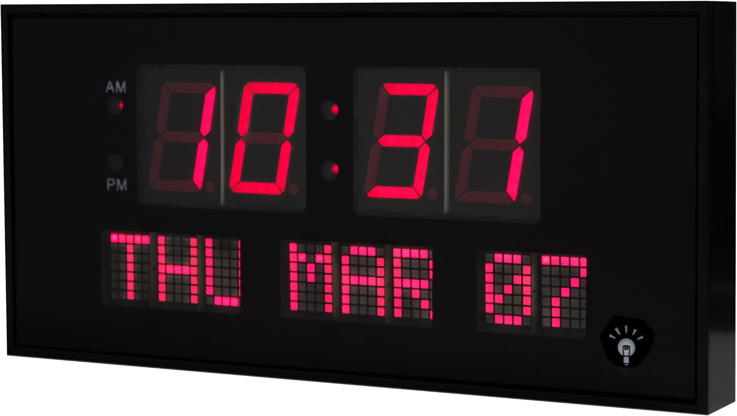 Big Oversized Digital LED Calendar Clock 15 3/4" | Large Digital LED Clock | Digital Table Clock |Digital Desk Clock | Shelf or Wall Mount Clock | eHealthSource