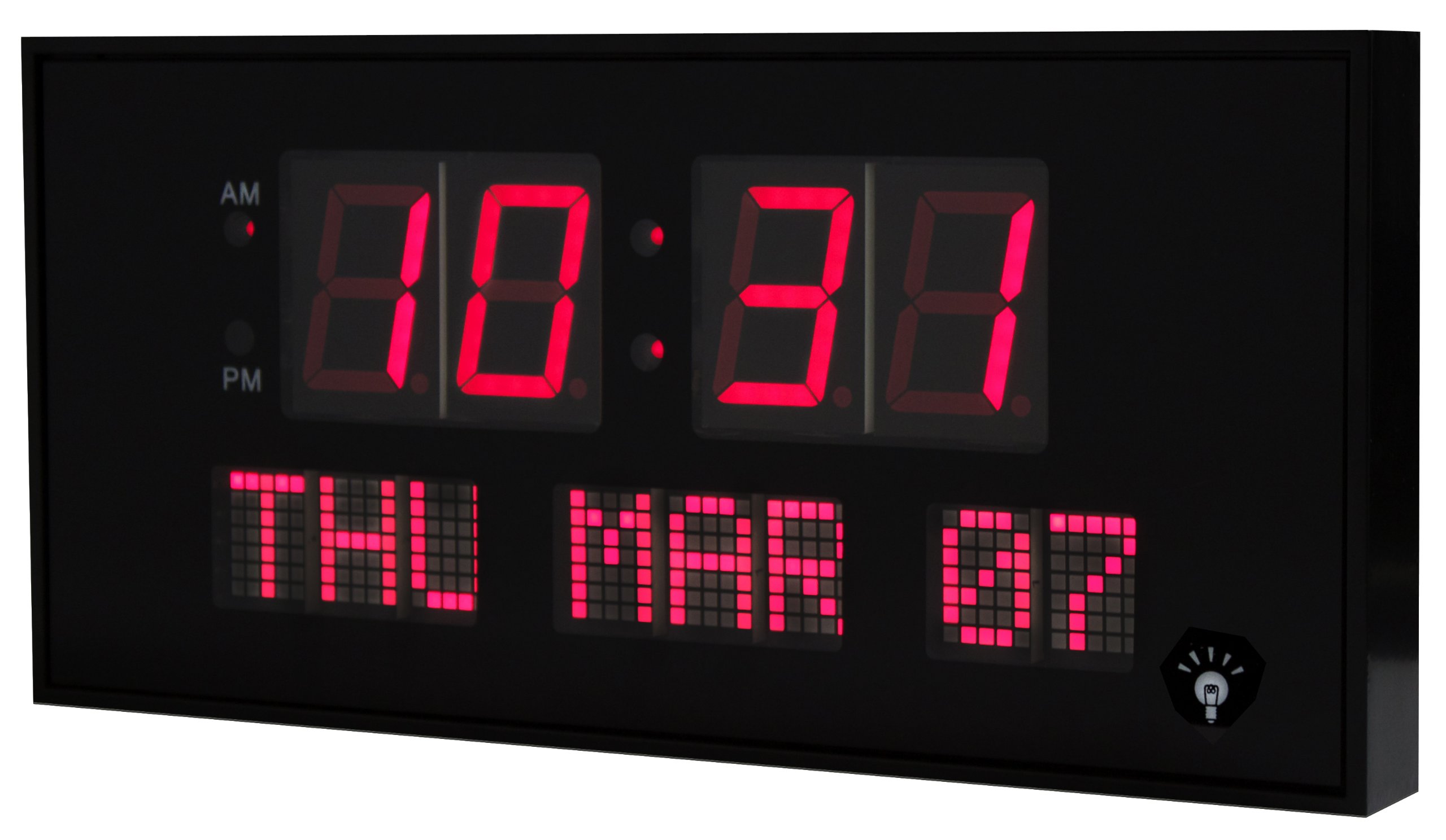 Big Oversized Digital LED Calendar Clock 15 3/4" | Large Digital LED Clock | Digital Table Clock |Digital Desk Clock | Shelf or Wall Mount Clock | eHealthSource