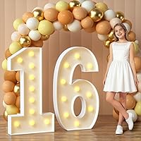 Vista 24 de imprsv Letras iluminadas de marquesina, letras de mosaico de 4 pies con luz para decoración de fiesta de graduación de baby shower, grande B