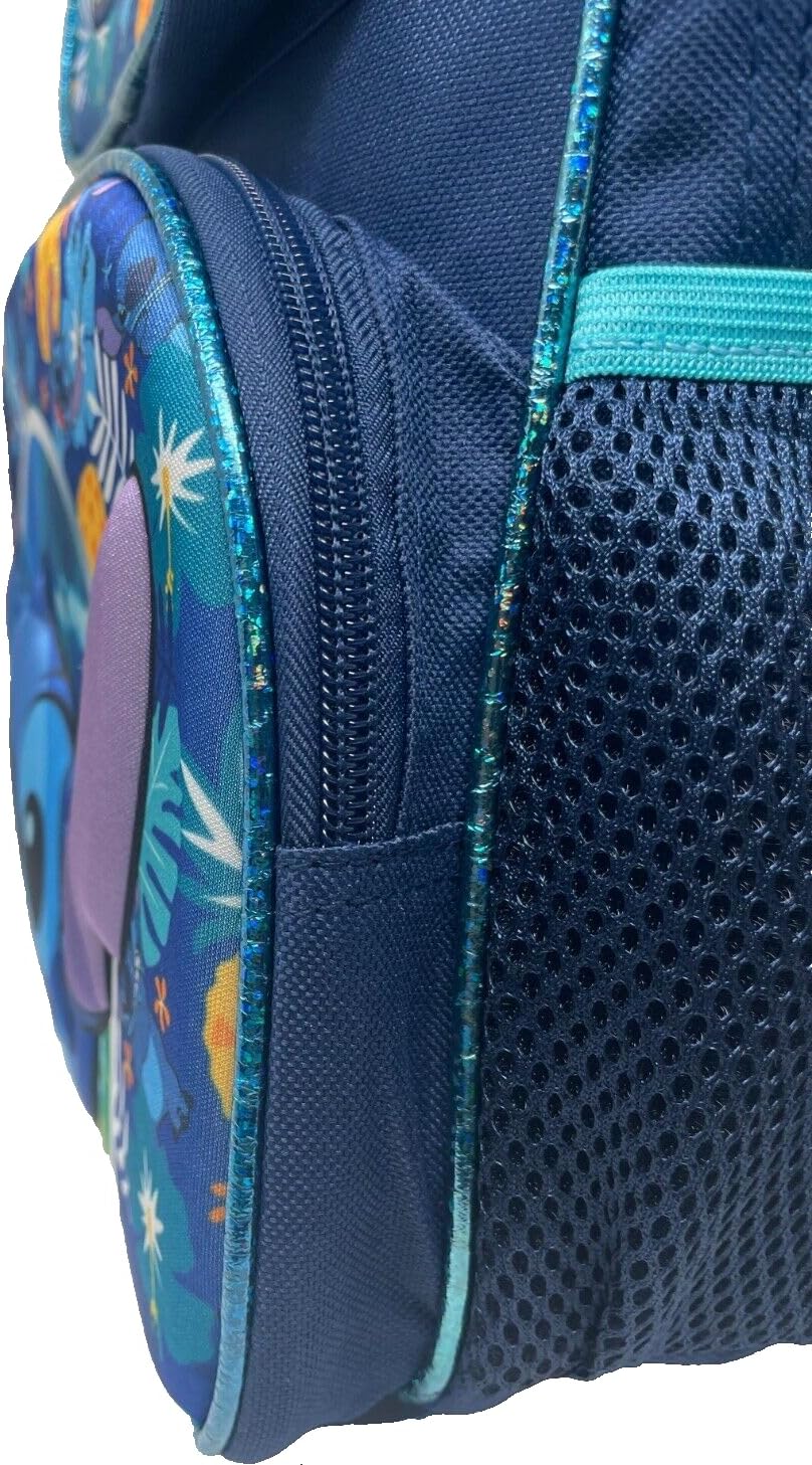 Disney Stitch 12インチ 3Dスモールデラックスバックパック フロントポケット2つ付き, ブルー, 2XL, ステッチ