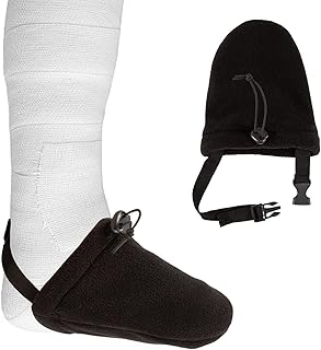 2 Pcs Cast Socks Over Cast for Men and Women, Non Slip Cast Toe Cover Sock, Adjustable Cast Cover for Leg, Foot, Ankle and Toe Cast, Foot Cast Toe Cover Protector Socks Adults to Keep Warm (Black)