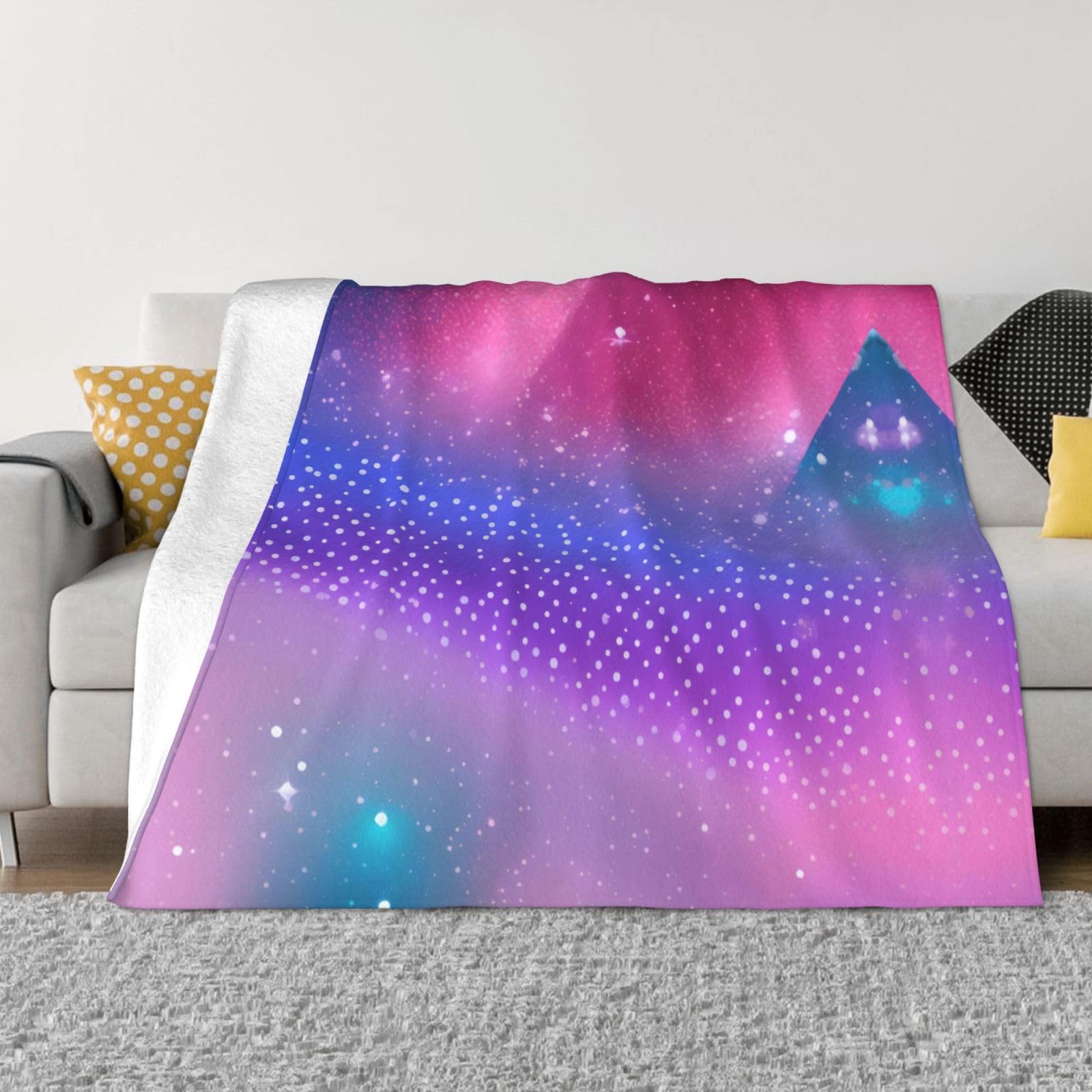 Couverture polaire pastel bleu rose violet 127x152 cm pour lit et canapé