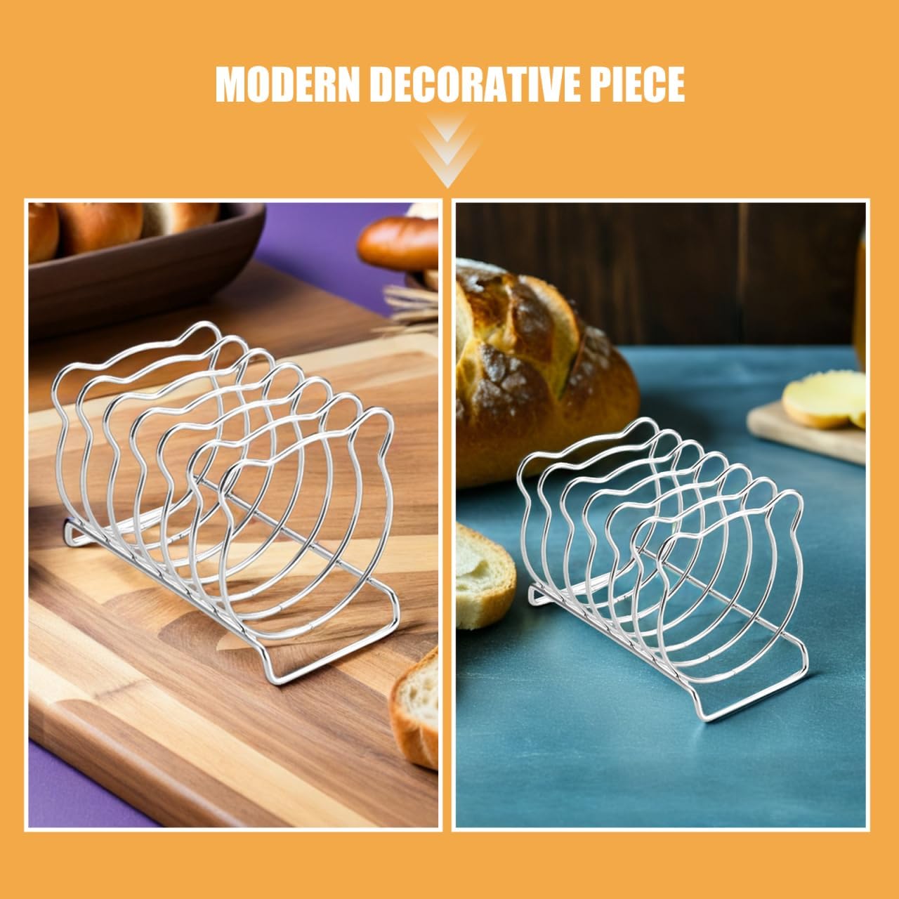 ABOOFAN 2 Pack Bear Toast Rack Bread Holder with 6 Slots Stainless Steel Breakfast Toast Stand for Kitchen Countertop Cooling and Serving Rack with Feet