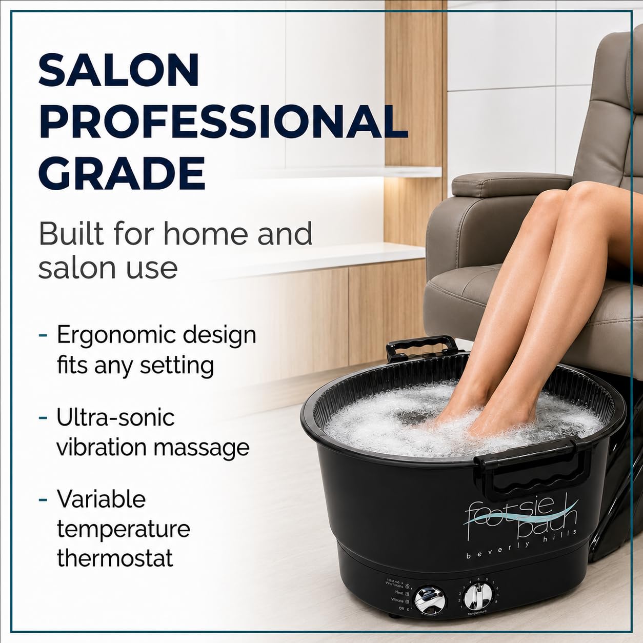 Pedicure Foot Spa Bowl with 5 Liners Vibration & Timer | Maintains consistent water temperature with hygienic disposable liners a retractable cord and a roomy basin product thumbnail 5
