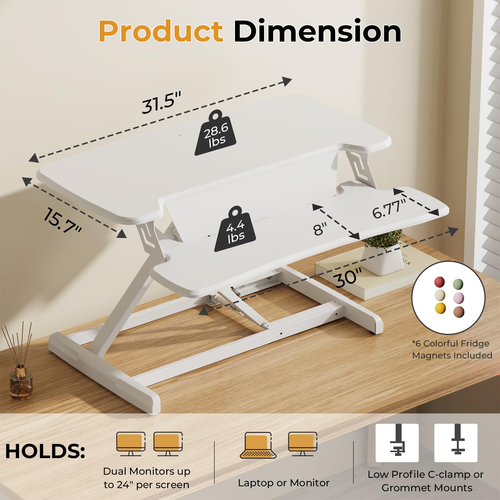 JOY worker Standing Desk Converter 32 Height Adjustable Sit Stand Up Desk Riser with Keyboard Tray 6 Fridge — view 3