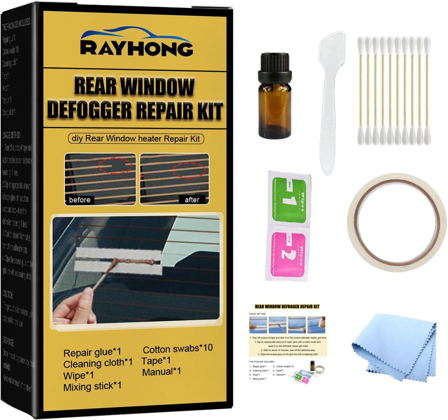 Car Defroster Repair Kit, Rear Window Defogger, Rear defogger Grid Lines Repair Kit Scratched Defroster Window Repair Kit Broken Grid Lines Kit Car Repair Tool