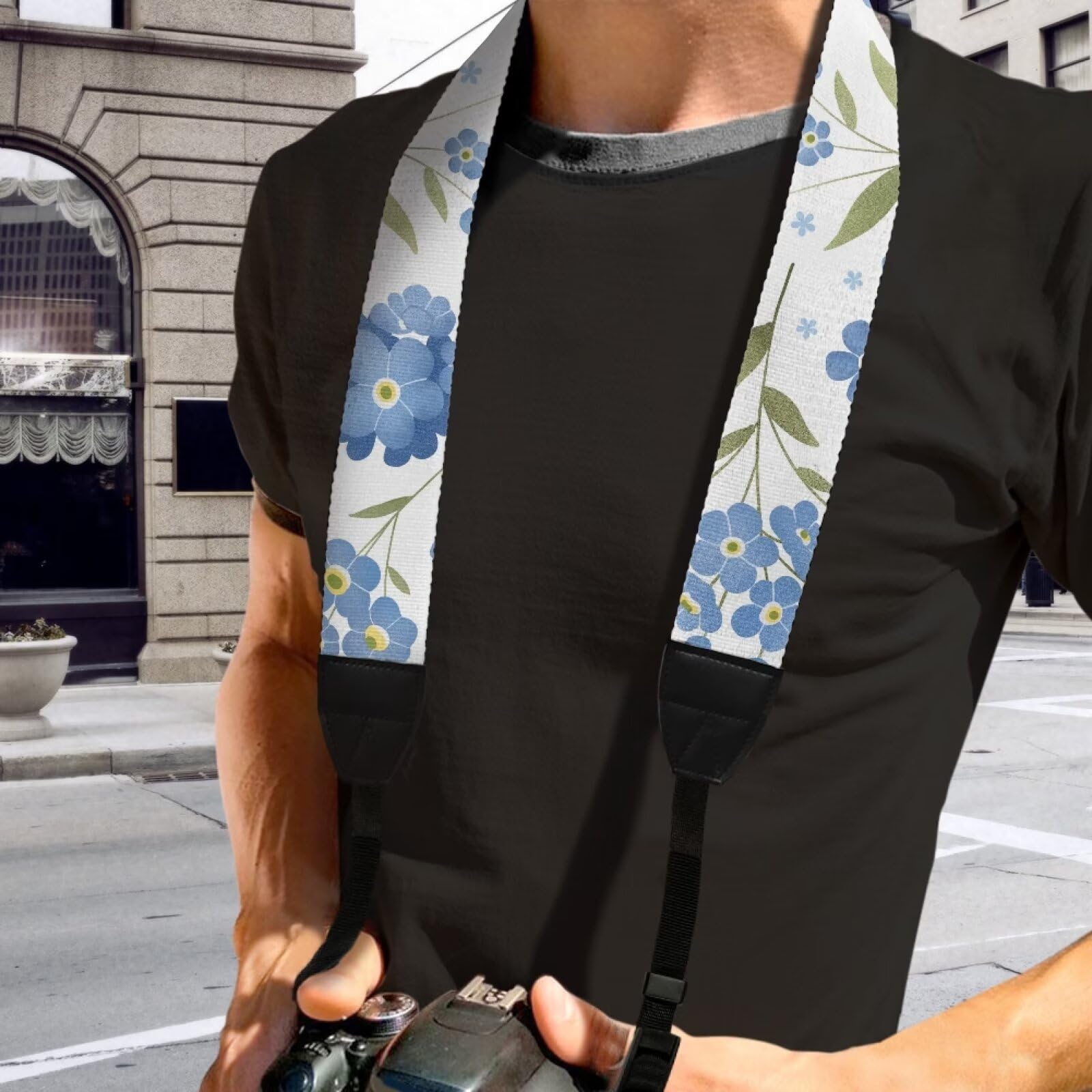 Sepetwhos Blue Daisy Camera Strap Adjustable Neck Shoulder Strap with Quick Release Buckles Universal Neck Belt Strap Great Gift for Photographers