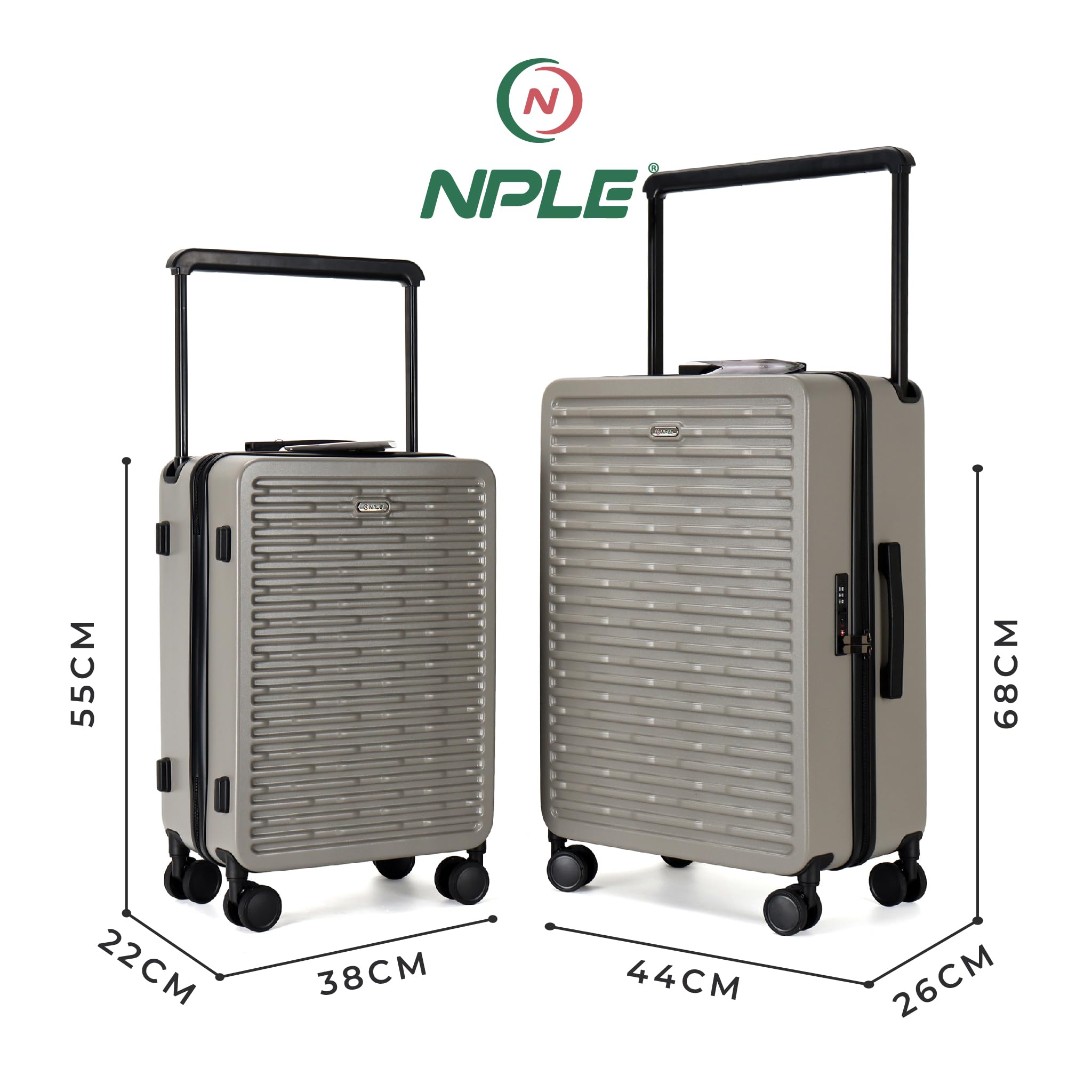 Valigia Trolley Bagaglio A Mano Ultraleggero 55 X 38 X 22 Cm - 100% Policarbonato Rigido – Manico In Alluminio - Mobilità A 360° - 4 Ruote Silenziose Zip Professionale