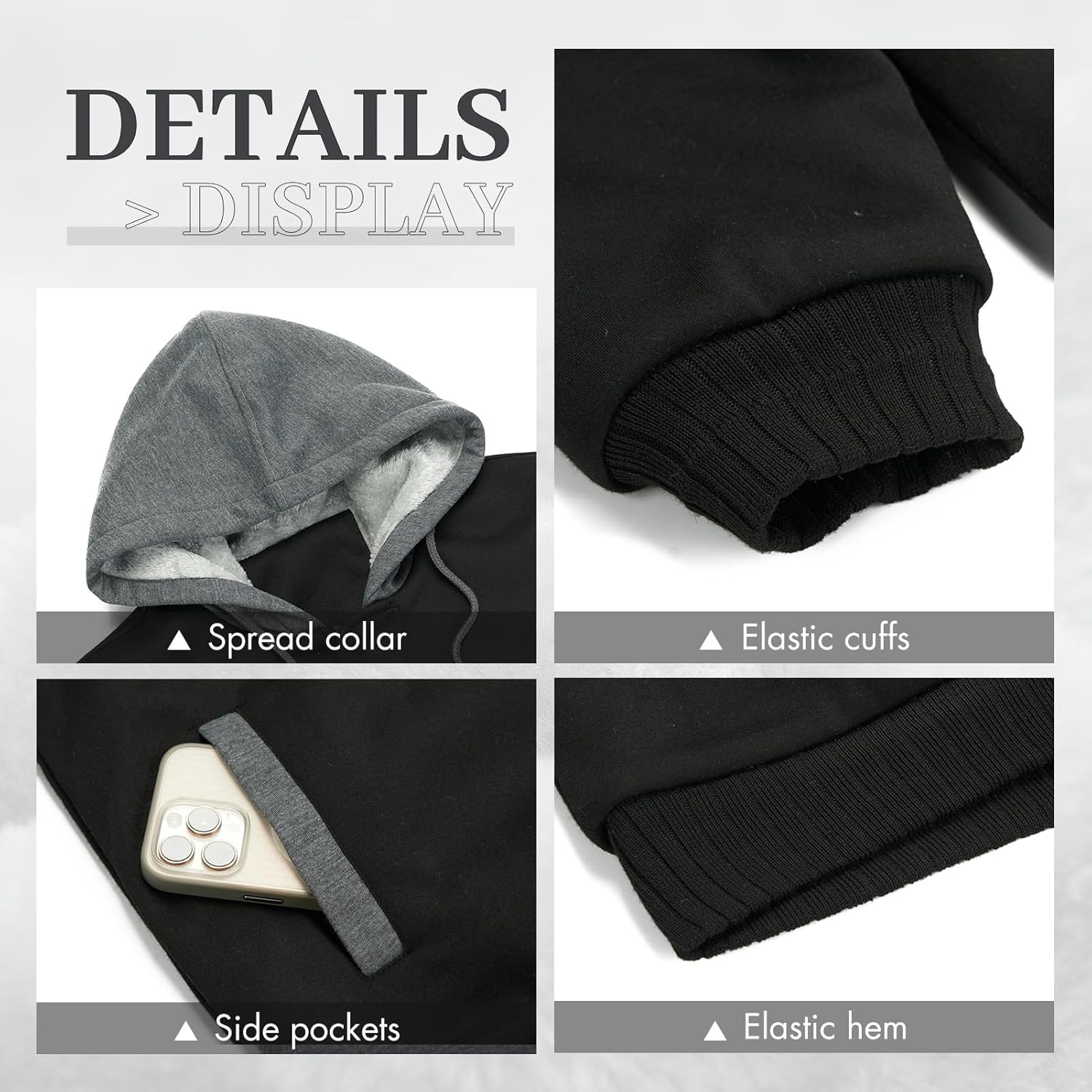 MANLUODANNI Heavyweight Sherpa Fleece Hoodies for Men Full Zip Up Sweatshirt Active Jacket - Image 3