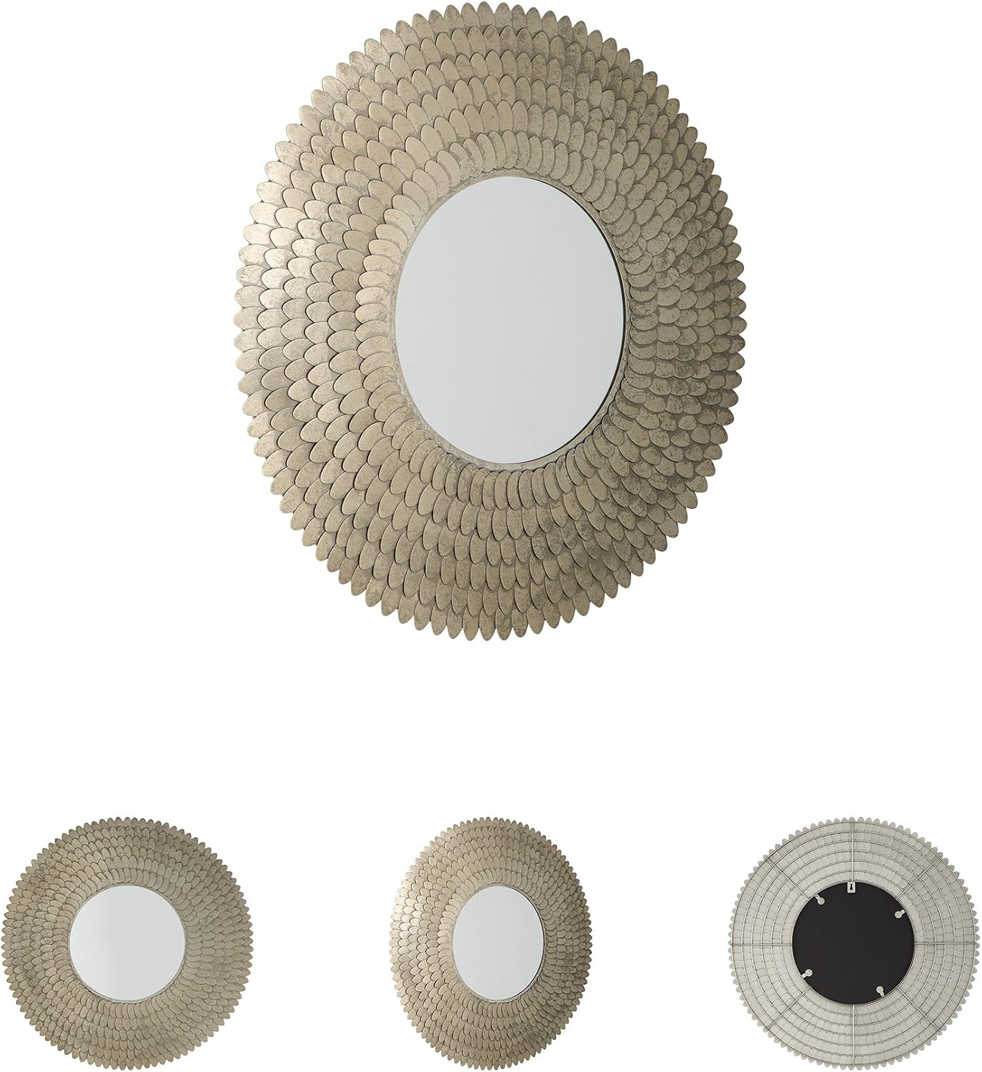Signature Design by Ashley Wrightmund Contemporary Accent Mirror with Thick Frame, Light Gray