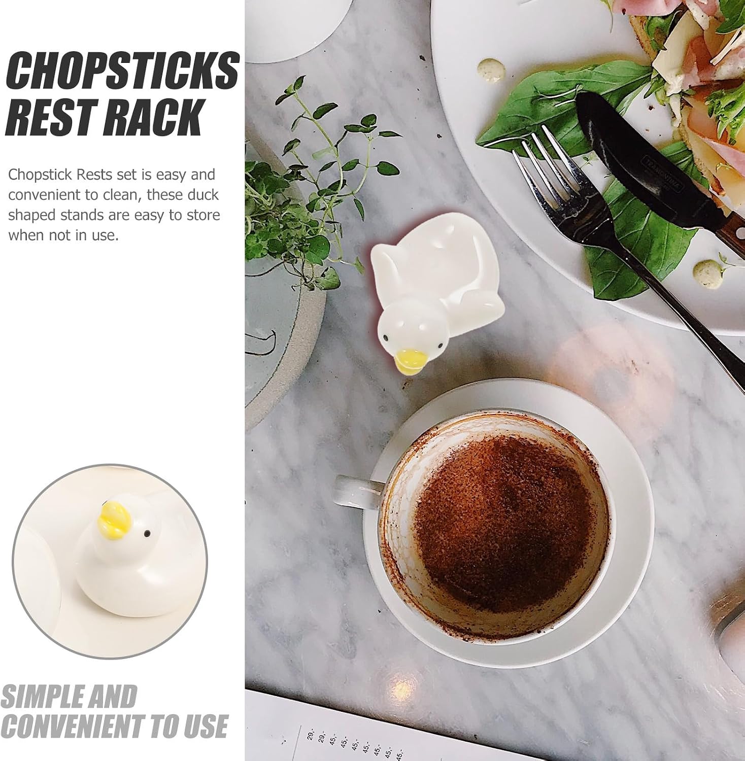 Ceramic Duck Chopstick Rest Set for Forks and Teaspoons Table Decor