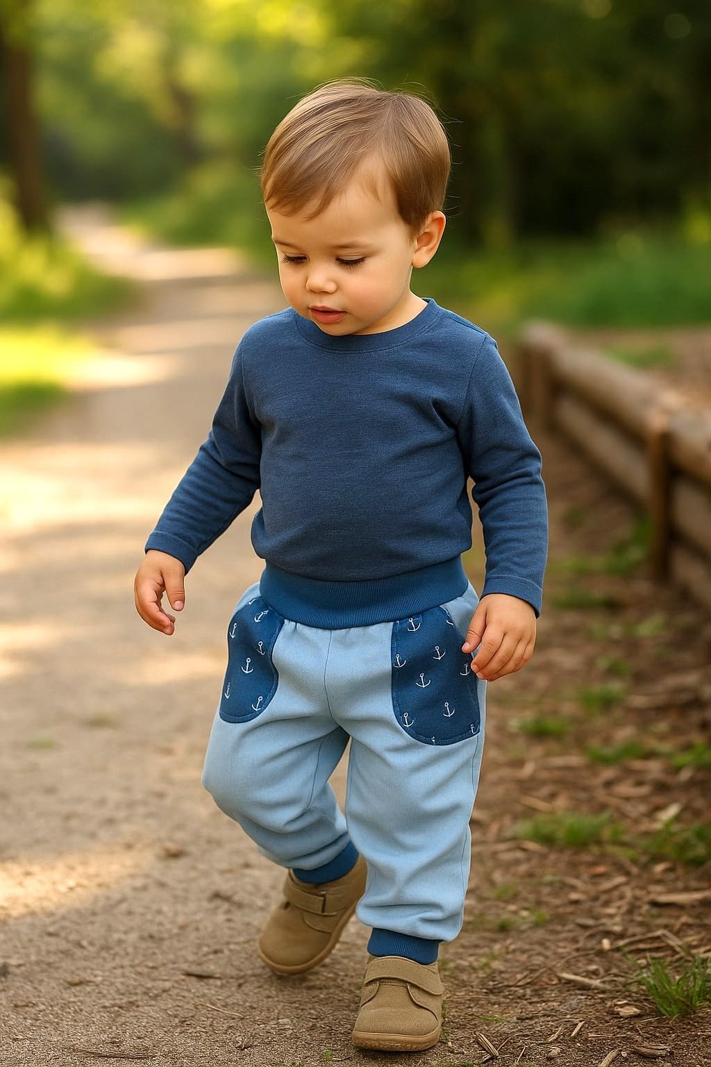 Lilakind Jeanshose Kinder | Pumphose mit Anker-Taschen | Babyhose Kleinkindhose | Baumwolle & Elasthan | Handgefertigt