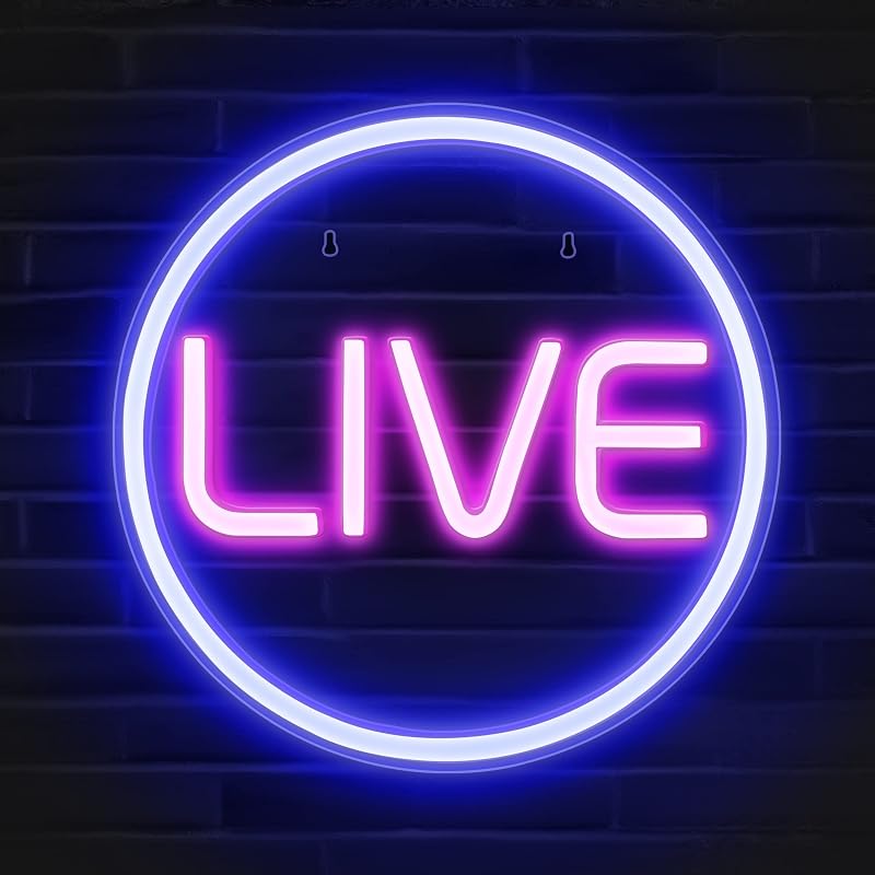 Lumoonosity Live Neon Sign - Luz LED azul y rosa en el aire para streamers/influencers/jugadores - Transmisión/grabación de señales de neón en vivo para estudio, sala de juegos, dormitorio