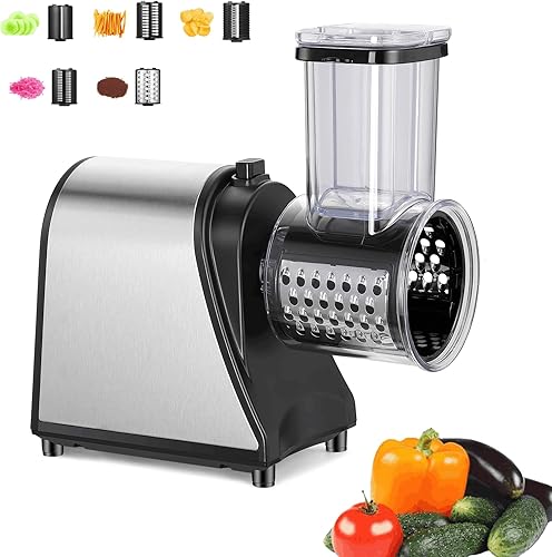 Rallador eléctrico de queso de 250 W, máquina de ensalada para uso doméstico en la cocina, rallador de queso eléctrico para quesos, frutas y verduras