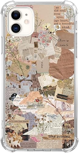 Miniatura 1 de Funda de collage de periódicos estéticos marrón compatible con iPhone 11, con citas hippies trippy estilo de vida para iPhone 11 para adolescentes,