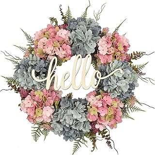 Hydrangea Wreaths for Front Door Artificial Flower Spring/Summer Door Wreath,for Decor Wreath Indoor Farmhouse,Rustic Wrea...