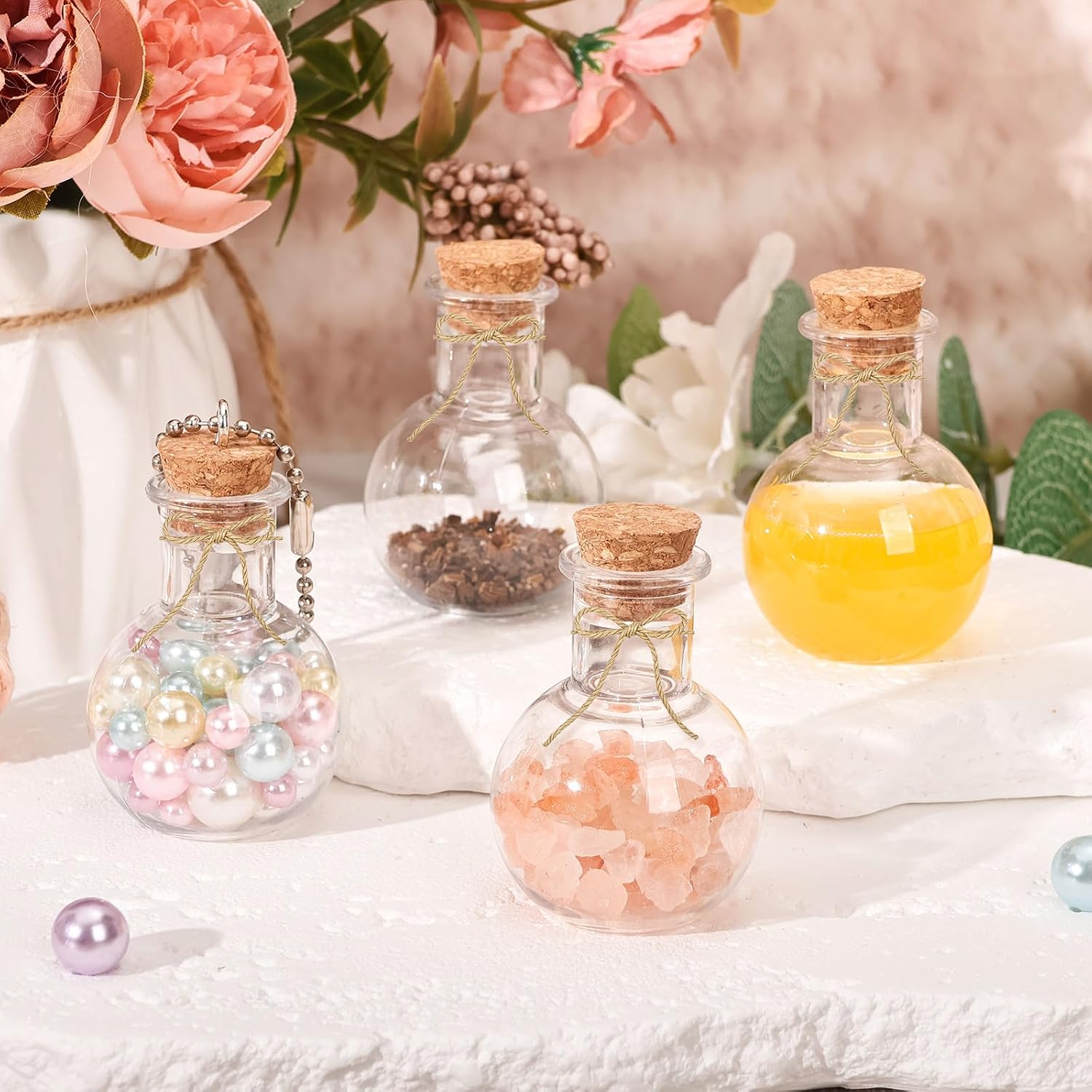 10 Packs Mini Plastic Bottles with Corks Clear Small Plastic Bottles for Birthday Baby Shower Wedding DIY Crafts Party Christmas Halloween Decoration Present