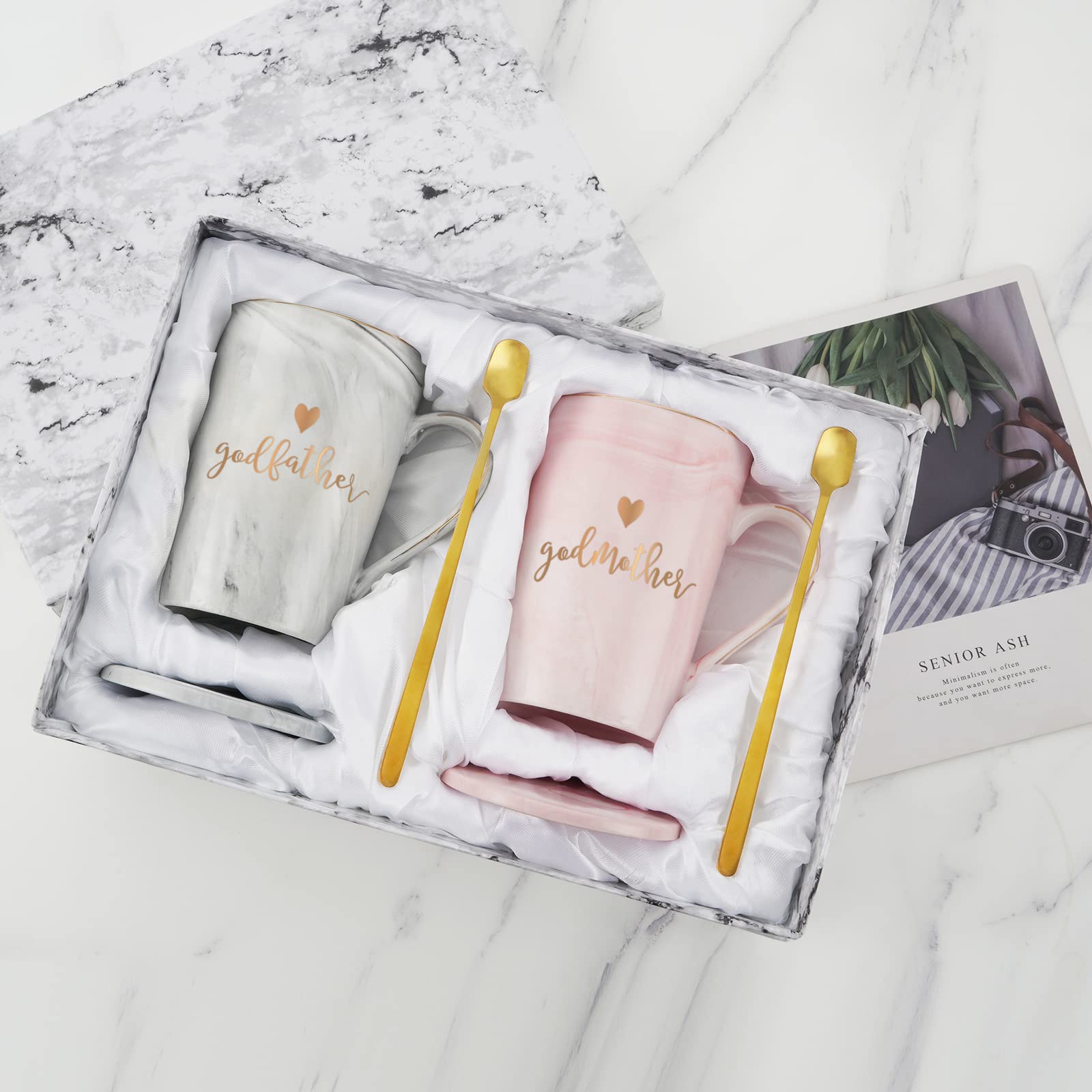 YHRJWN - Godparents Proposal Gift, Godmother Godfather Coffee Mug, God Parents Presents Gifts from Godchild, Godparents Gifts for Birthday Christmas Anniversary Pregnancy Baptism14 Oz with Gift Box