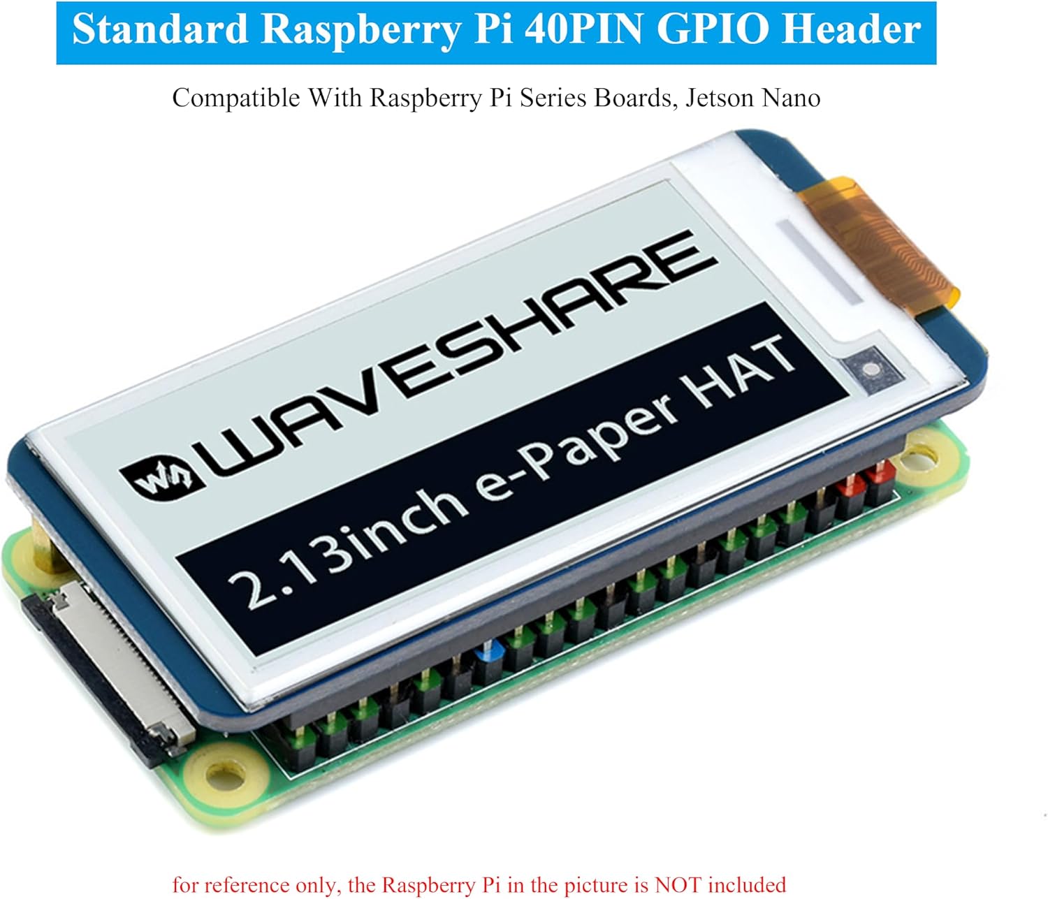 2PCS 2.13inch E-Ink Display HAT V4 Version Compatible with Raspberry Pi 5/4B/3B/Zero/Zero W/2W/Pico/Pico W/2W, 250x122 Resolution SPI Interface Supports Partial Refresh,e-Paper HAT image 4