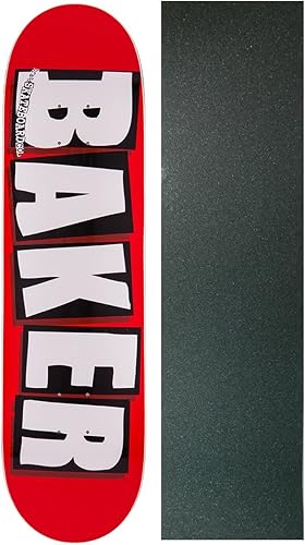 Baker Tabla de skate Logotipo de la marca Blanco 8.5" con Griptape
