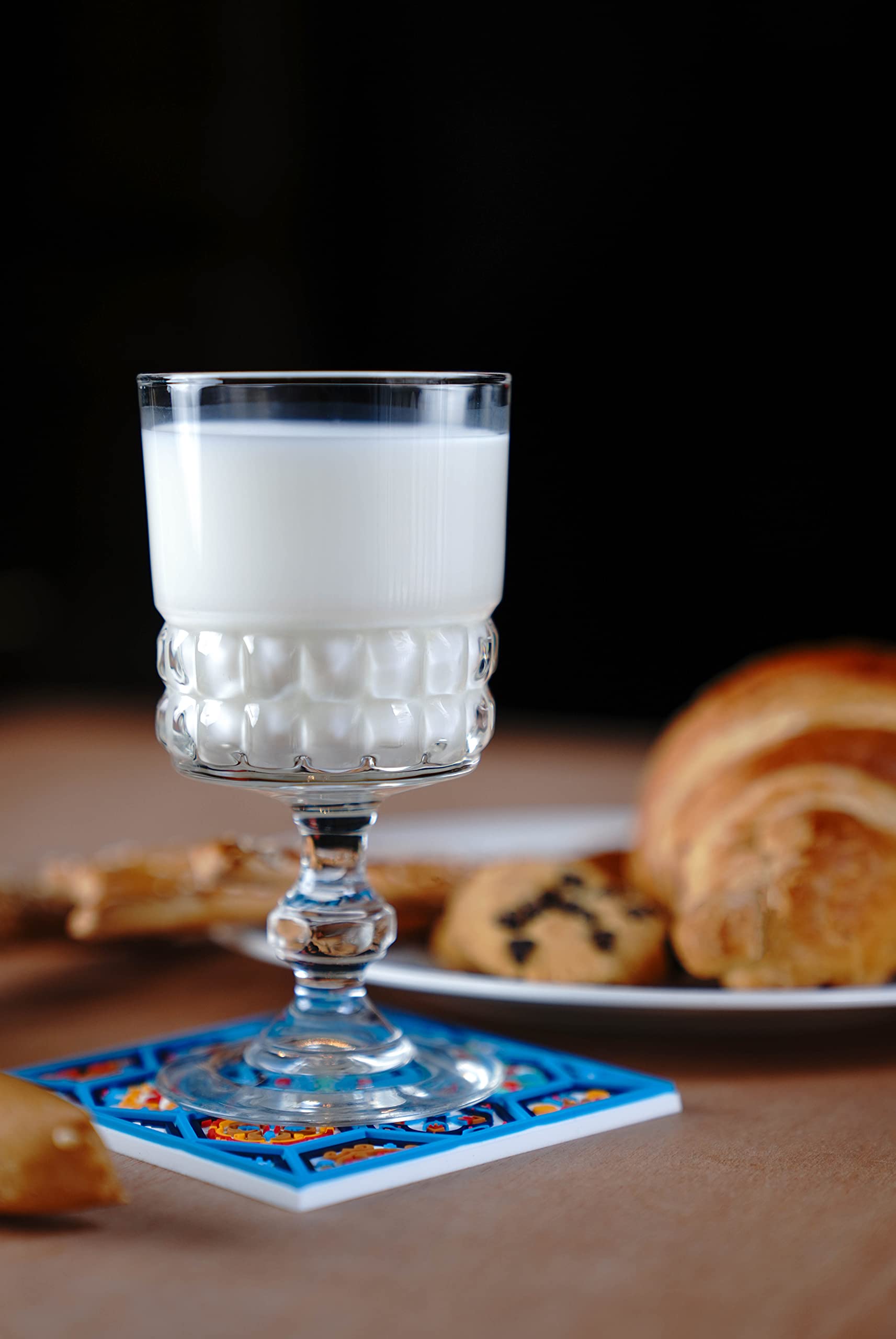 Coasters for Drinks – Set of 4 Coasters, Silicone, Protect Against Water Marks or Damage - Fit All Cups, 3.5" Inch Size Fits, Colored Coasters (Blue Tiles)