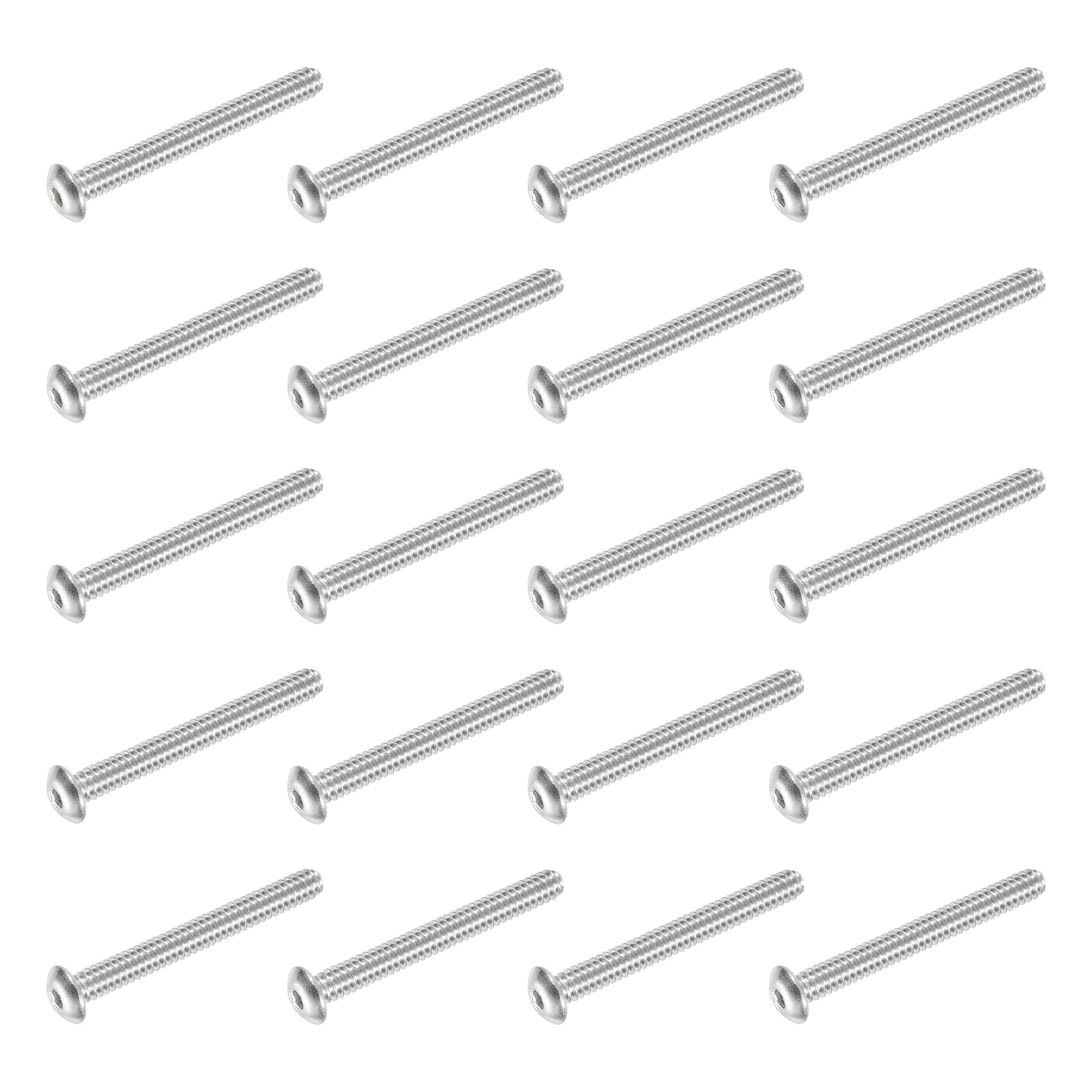 PATIKIL Viti A Testa Bombata Con Innesto Esagonale, 20 Pezzi #6-32 UNC x 1-1/4 Pollice 304 Acciaio Inossidabile Innesto Esagonale Viti Filettatura Completa Per Mobili Dell'Acqua, Argento