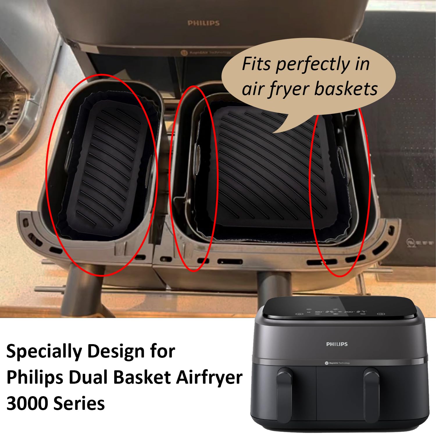 Accessori Per Friggitrice Ad Aria Calda Philips Dual Basket Airfryer Serie 3000 Stampo In Silicone Per 567656