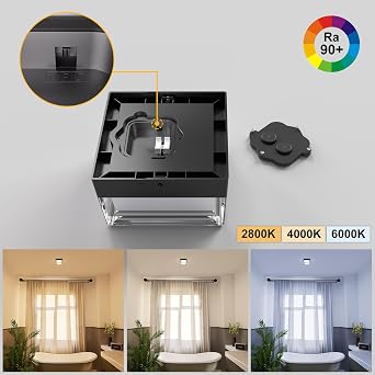 LVL Bathroom Light Waterproof IP65, 9W 13cm Small Square Modern Flush LED Ceiling Light CCT Indoor/Outdoor Wall Lights for Living Room, Balcony, Terrace and Bathroom Lighting (Black, 13cm-Square) [Energy Class F]
