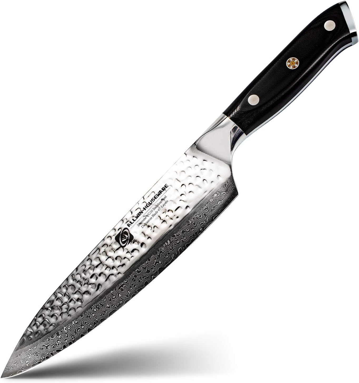 Premium 8 Inch Damascus Chef Knife, VG10 Super Steel 67 Layer High Carbon Stainless Steel Kitchen Knife with Full Tang Handle