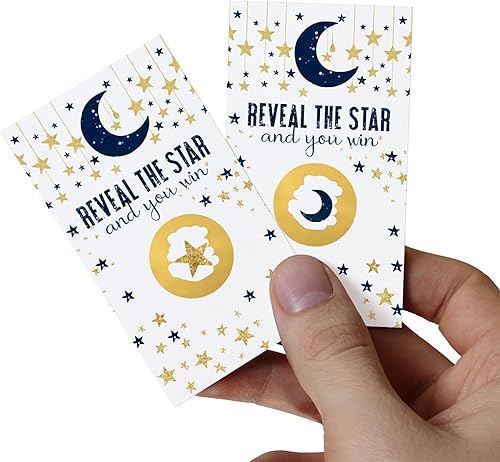 Paper Clever Party Twinkle Little Star - Tarjetas rascadoras (paquete de 30) para niños, juegos de baby shower, boletos de rifa celestial para