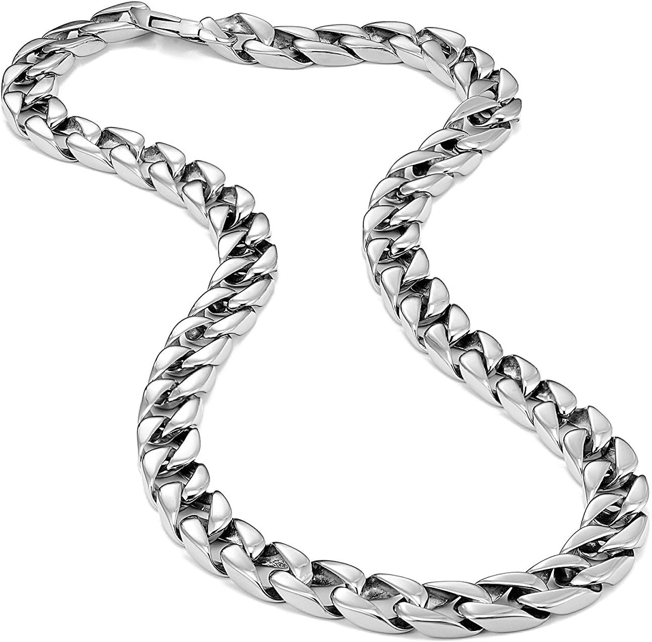 Urban Jewelry Men's Powerful Stainless Steel Chain Necklace Ultra Thick Wide (Silver,11 mm width, 19,21,23 Inches)