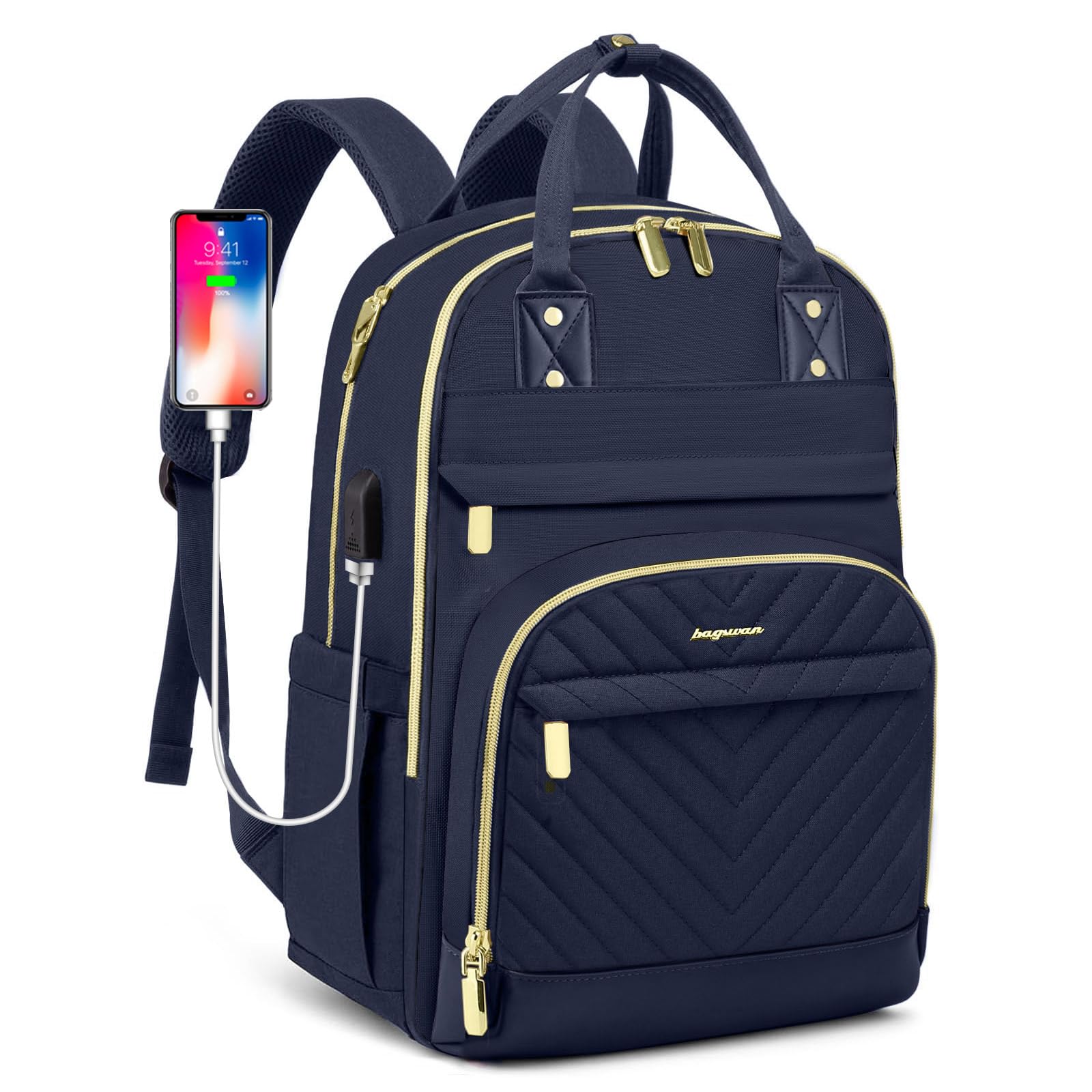 Laptop Backpack for Women Work Bag - 15.6 inch Travel Backpack Purse with USB Charger College Bookbag Waterproof Cute Casual Daypack Fashion Business