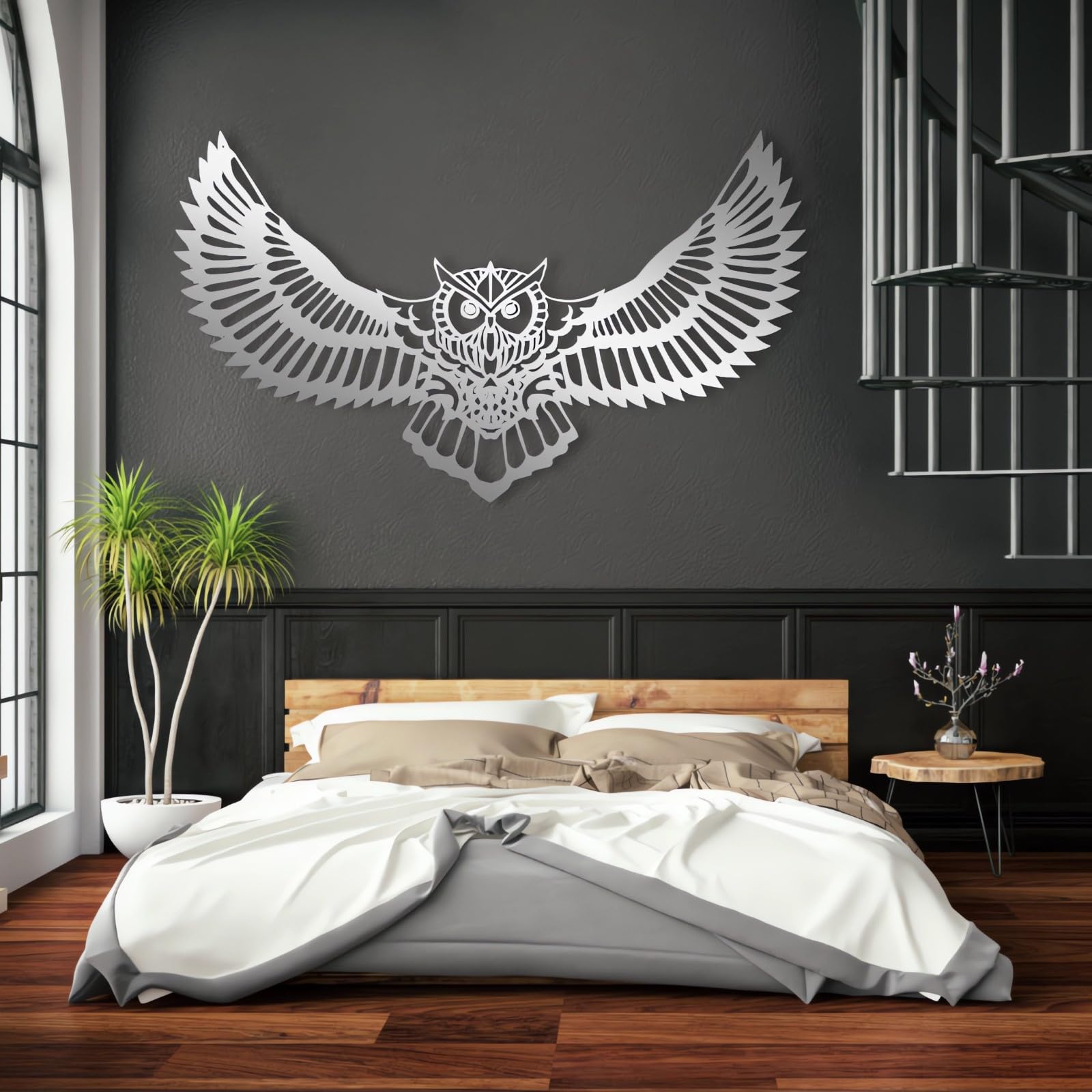 Metal Wall Art Owl Eagle Wall Decor Metal Bird Outdoor Wall Decor  (24.5”L x 14”H)
