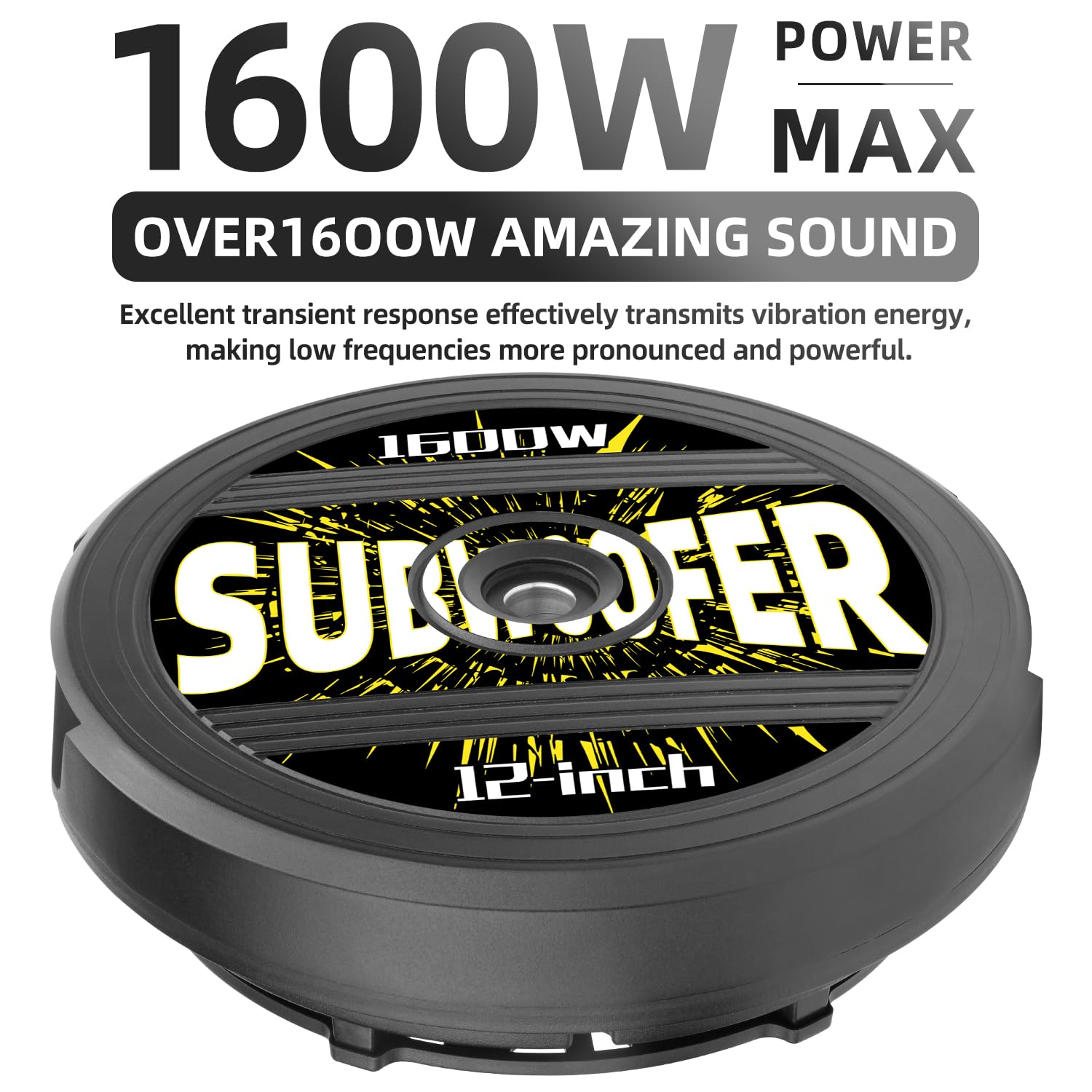 Subwoofer attivo da 30,5 cm, potenza 1600 W, subwoofer per auto Plug & Play con telecomando, appositamente progettato per pneumatici di scorta, amplificatore audio per bassi profondi, facile