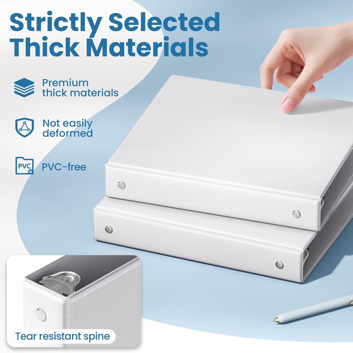 SUNEE 1 Inch Binders 3 Ring 4 Pack, PVC-Free Clear View 1" Binders (Fits 8.5x11 Inches) for School, Office & Home Use, White - Image 4