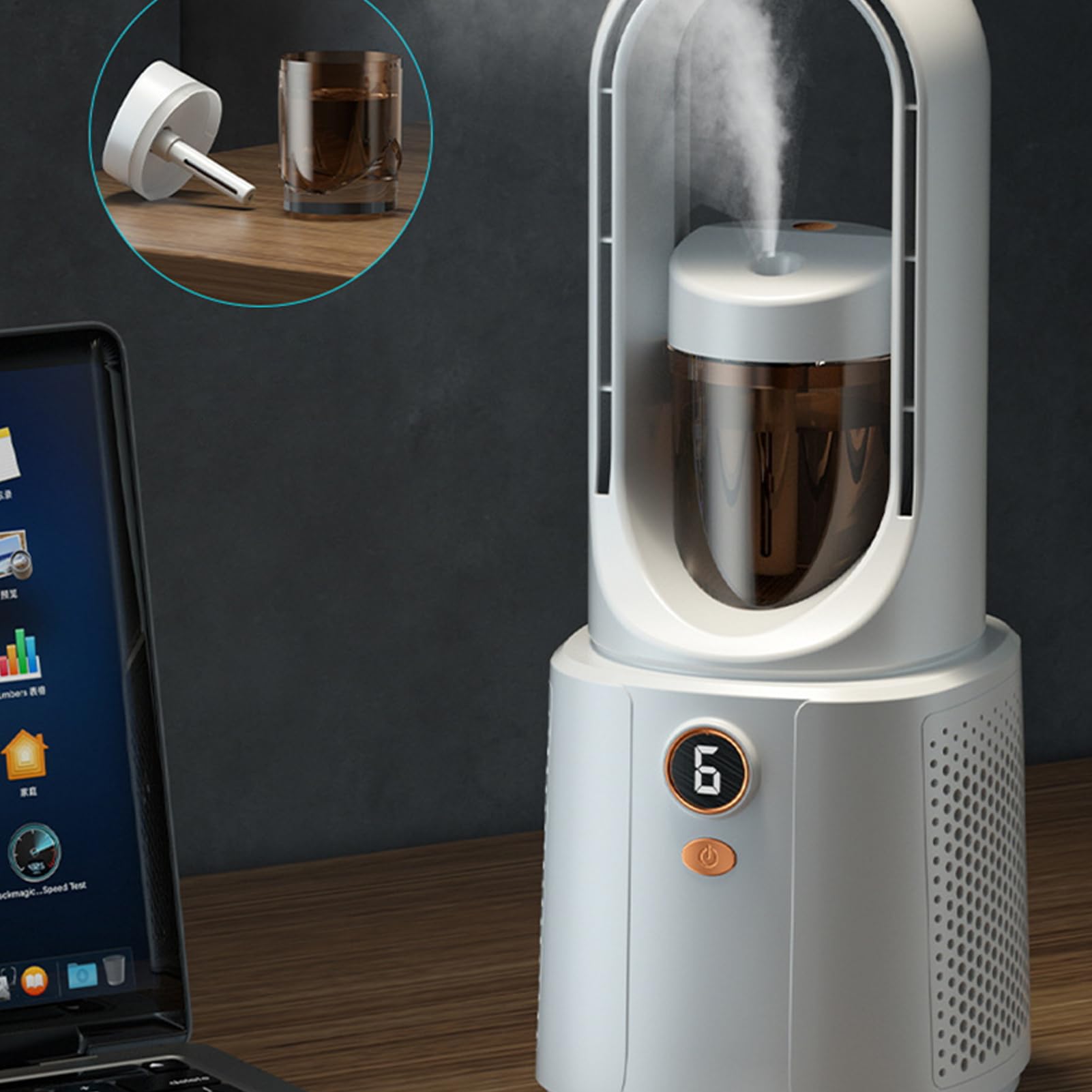 Ventilateur Sans Lame Pour Chambre Portable Silencieux Avec Humidificateur