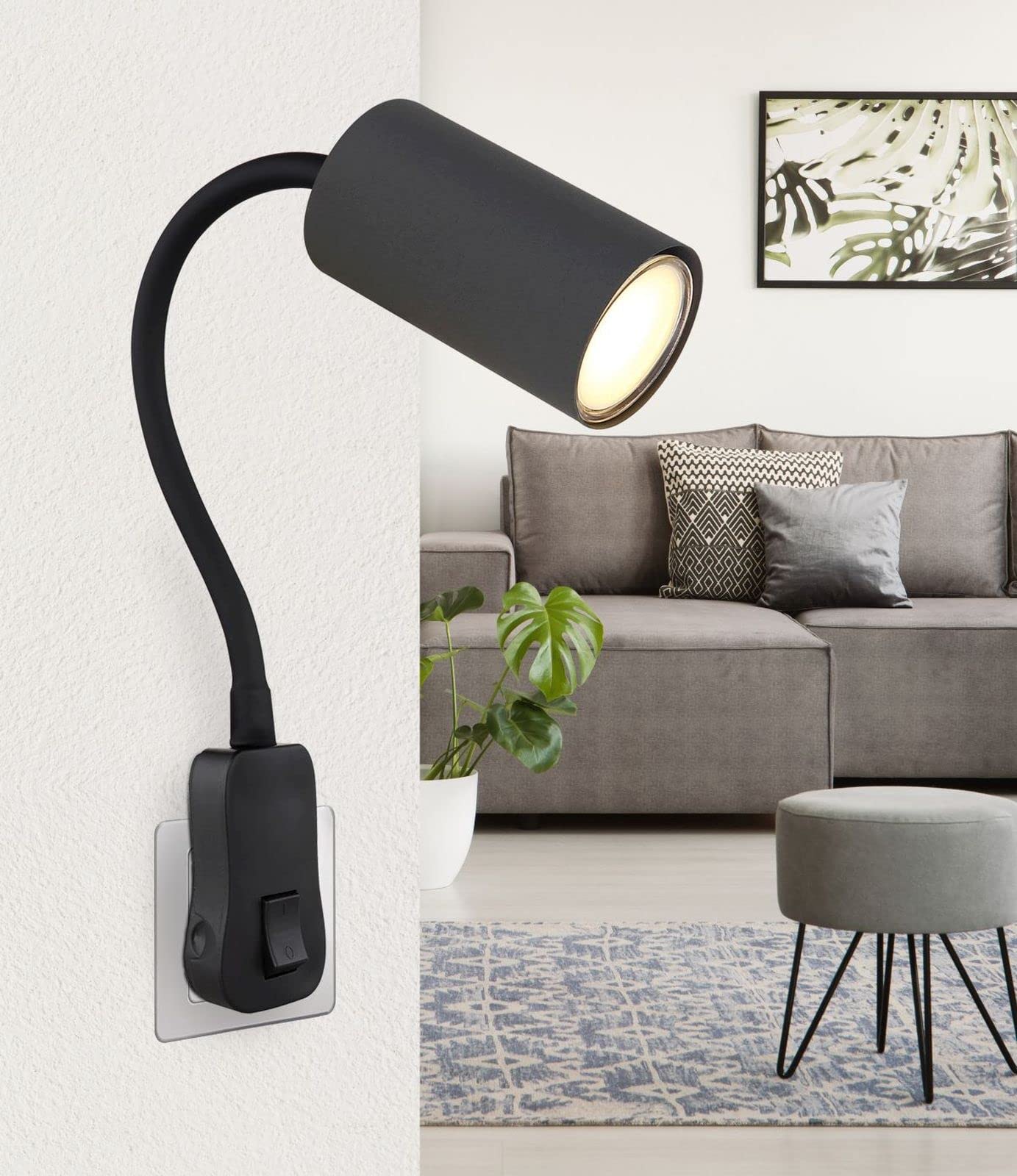 Bmf-versand® Lampada Da Parete Per Interni Camera Da Letto Con Interruttore U2013 Lampada Da Parete Soggiorno 1 Luce Nichel U2013 Lampada Da Lettura A Parete 1 Faretto U2013 Faretto Da Parete GU10