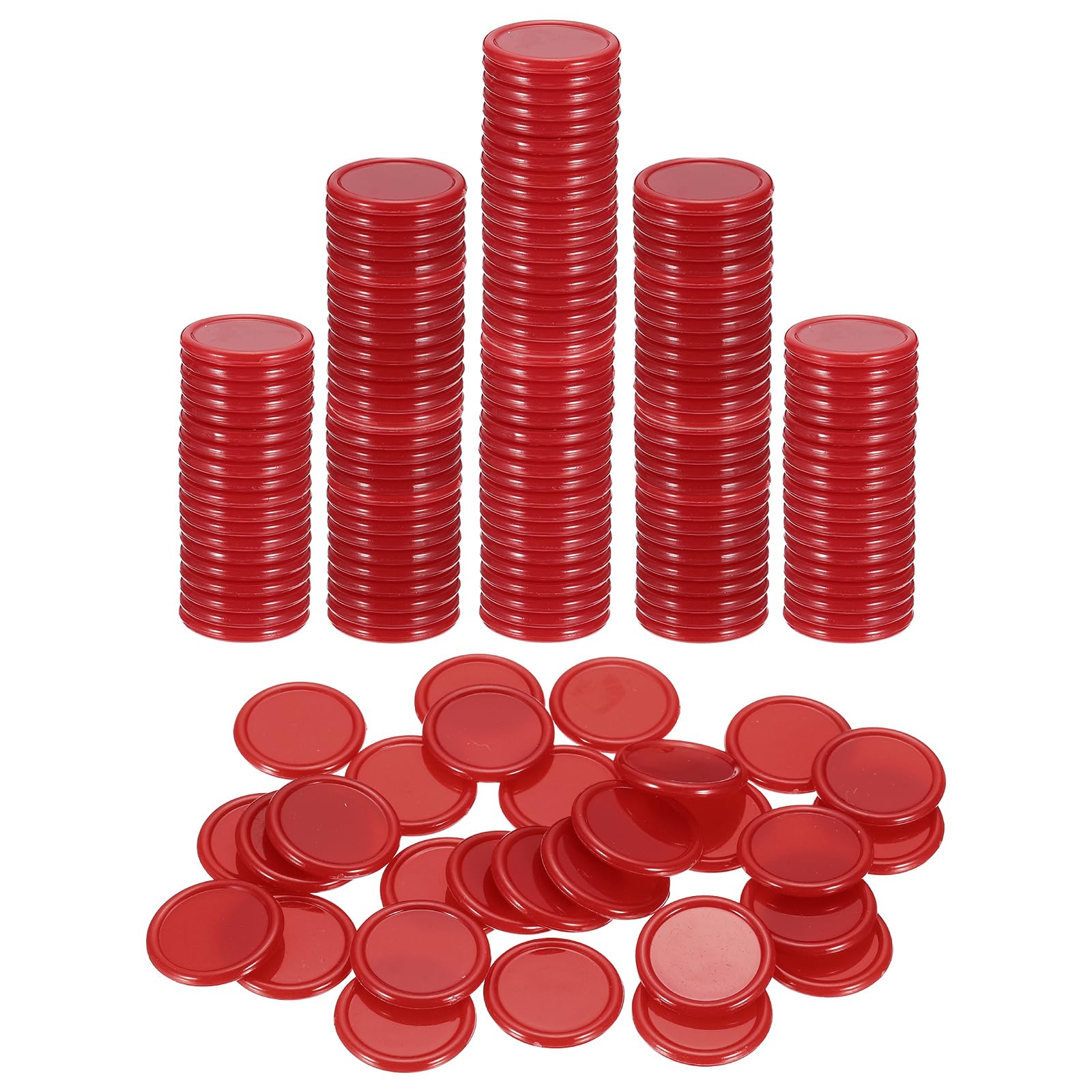 sourcing map 50Pcs 20mm Plastic Poker Chips, Mini Bingo Chips Learning Counters Counting Counters Disks Markers Opaque Game Tokens for Game Play Math Counting, Red