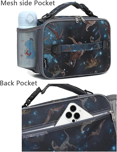 Miniatura 7 de FlowFly Lonchera para niños, duradera y aislada con correa para el hombro y soporte para botellas, resistente al agua, térmica, pequeña, para