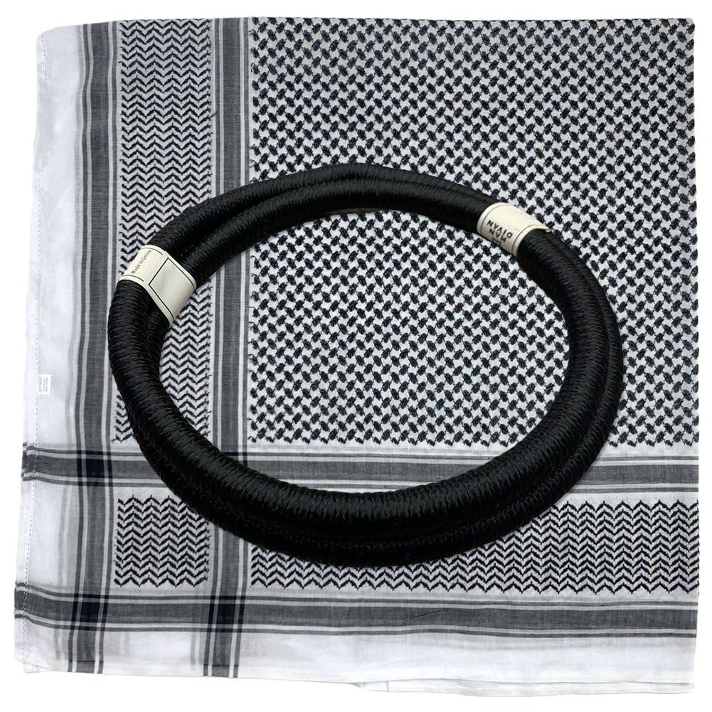 Couvre-tête Hijab pour Homme Wudaizhi, Turban Keffiyeh Arabe de Haute Qualité avec Corde